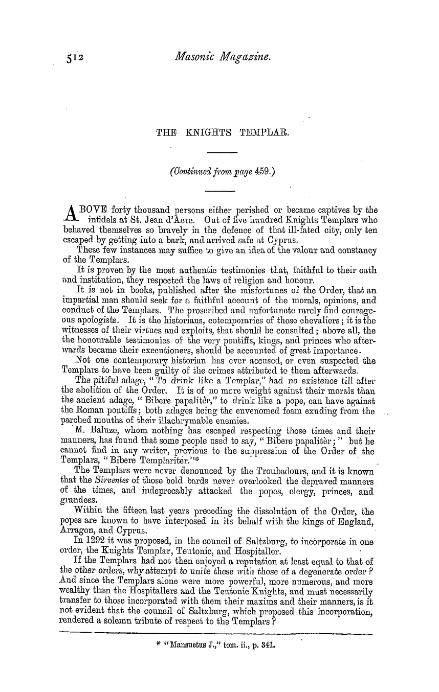 The Masonic Magazine: 1882-06-01 - The Knights Templar.