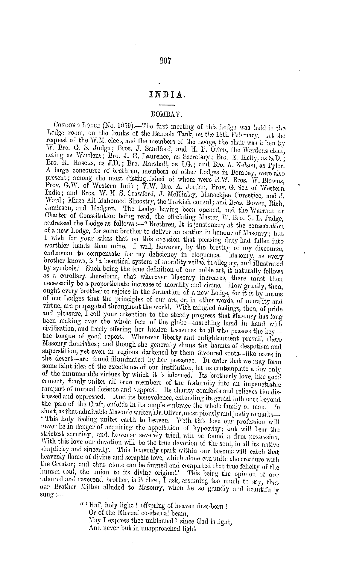 The Freemasons' Monthly Magazine: 1859-04-27 - India.