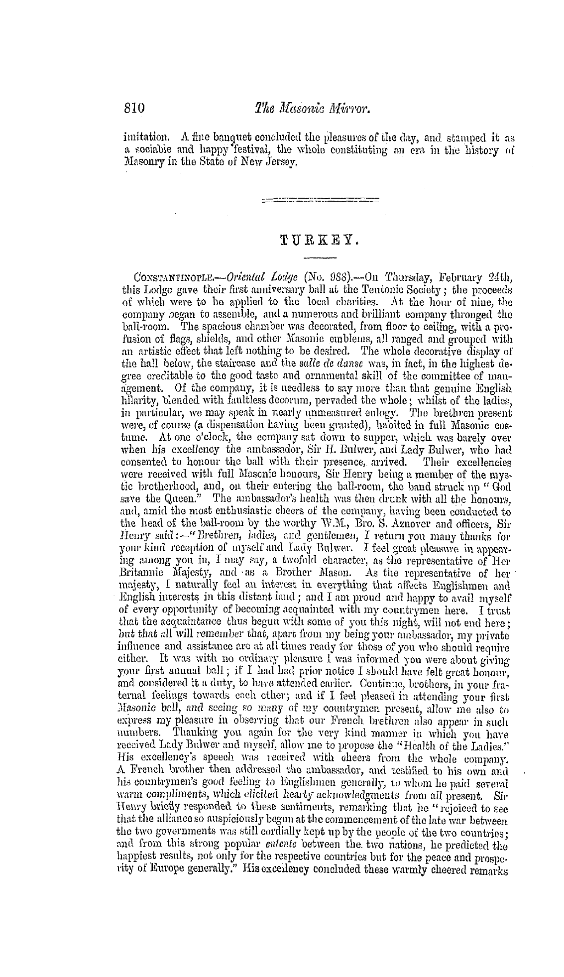 The Freemasons' Monthly Magazine: 1859-04-27 - America.