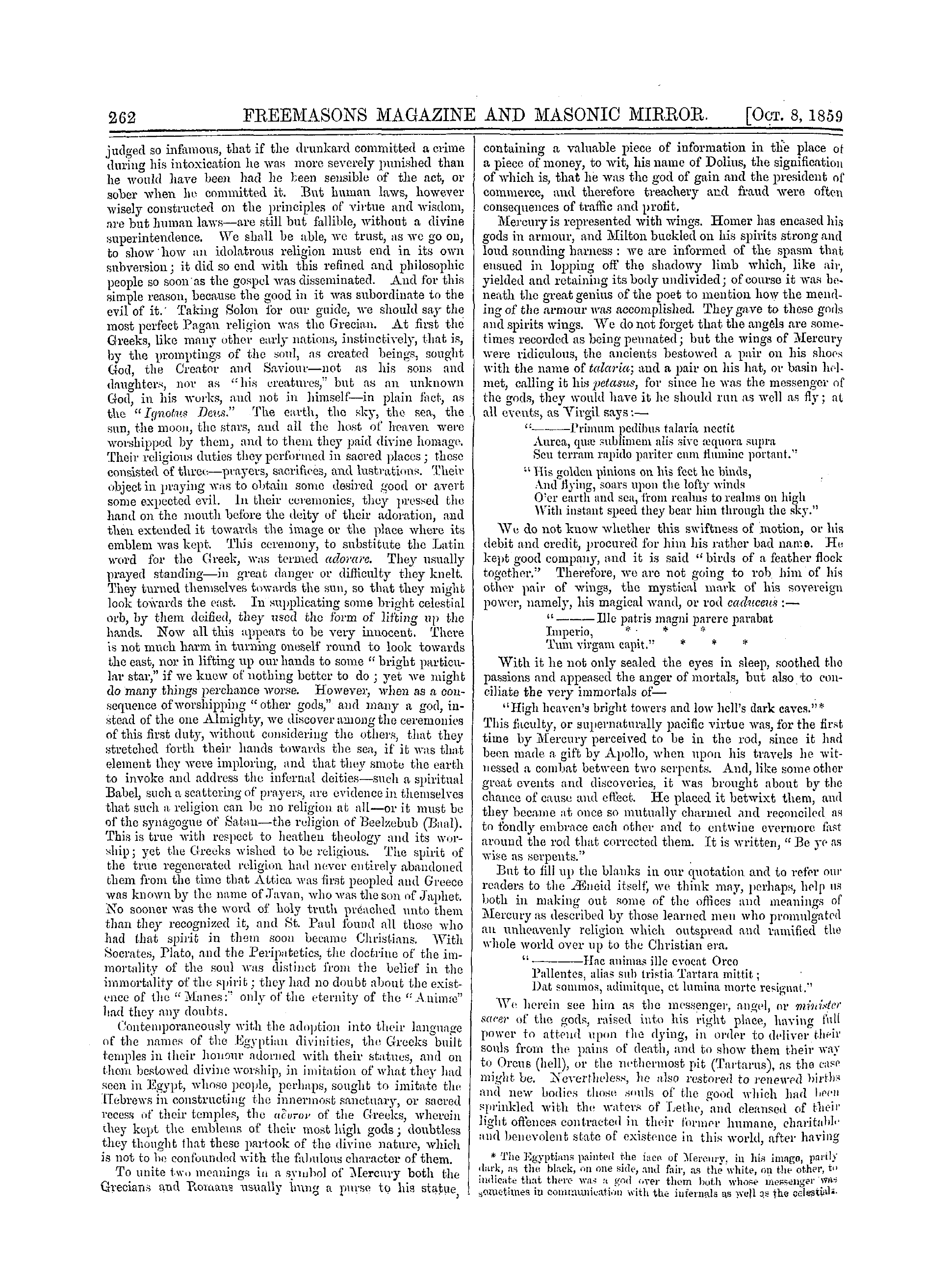 The Freemasons' Monthly Magazine: 1859-10-08 - Classical Theology.—Iv.