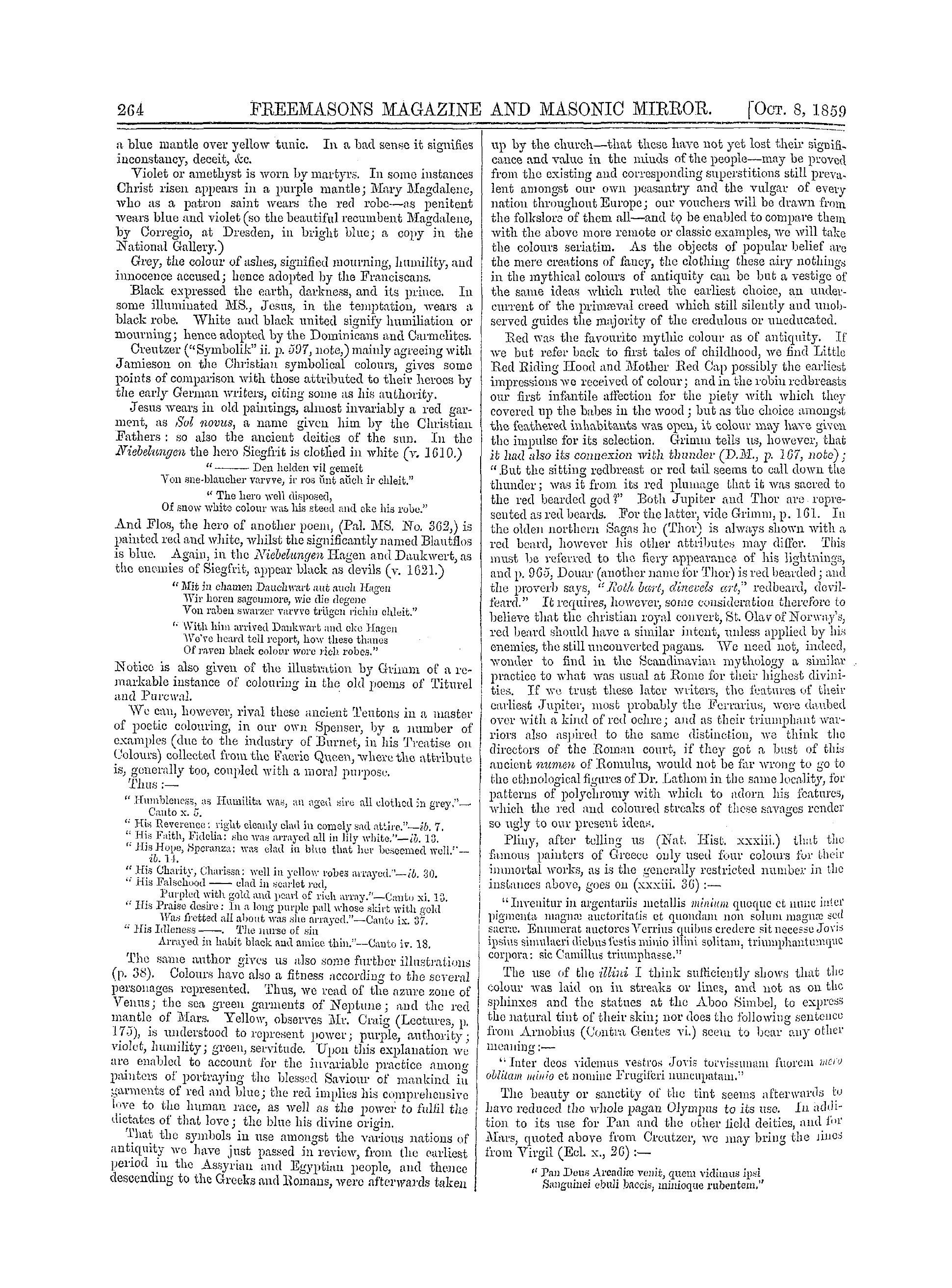 The Freemasons' Monthly Magazine: 1859-10-08 - Symbolism Of Colour.—Ii.