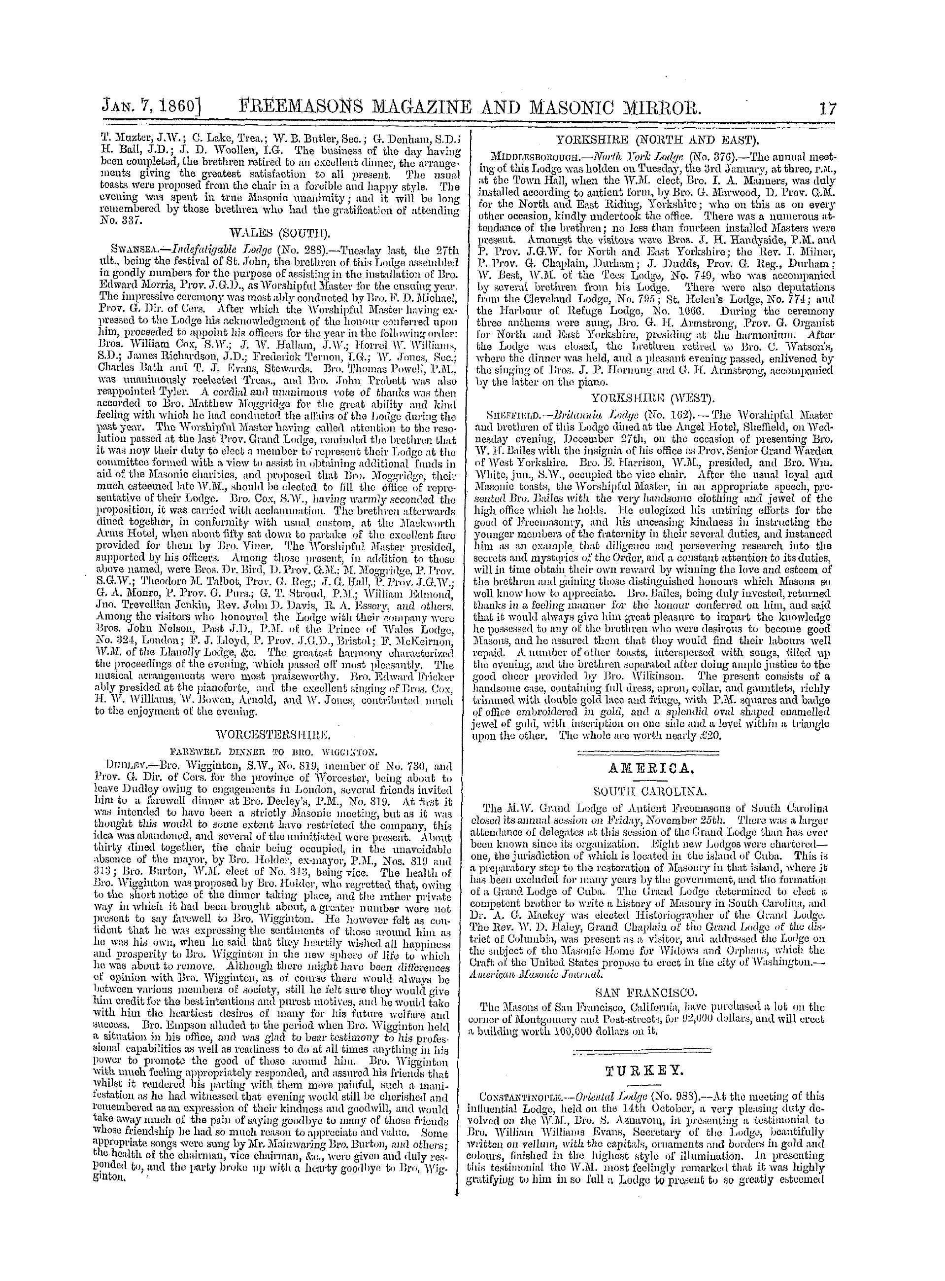 The Freemasons' Monthly Magazine: 1860-01-07: 25