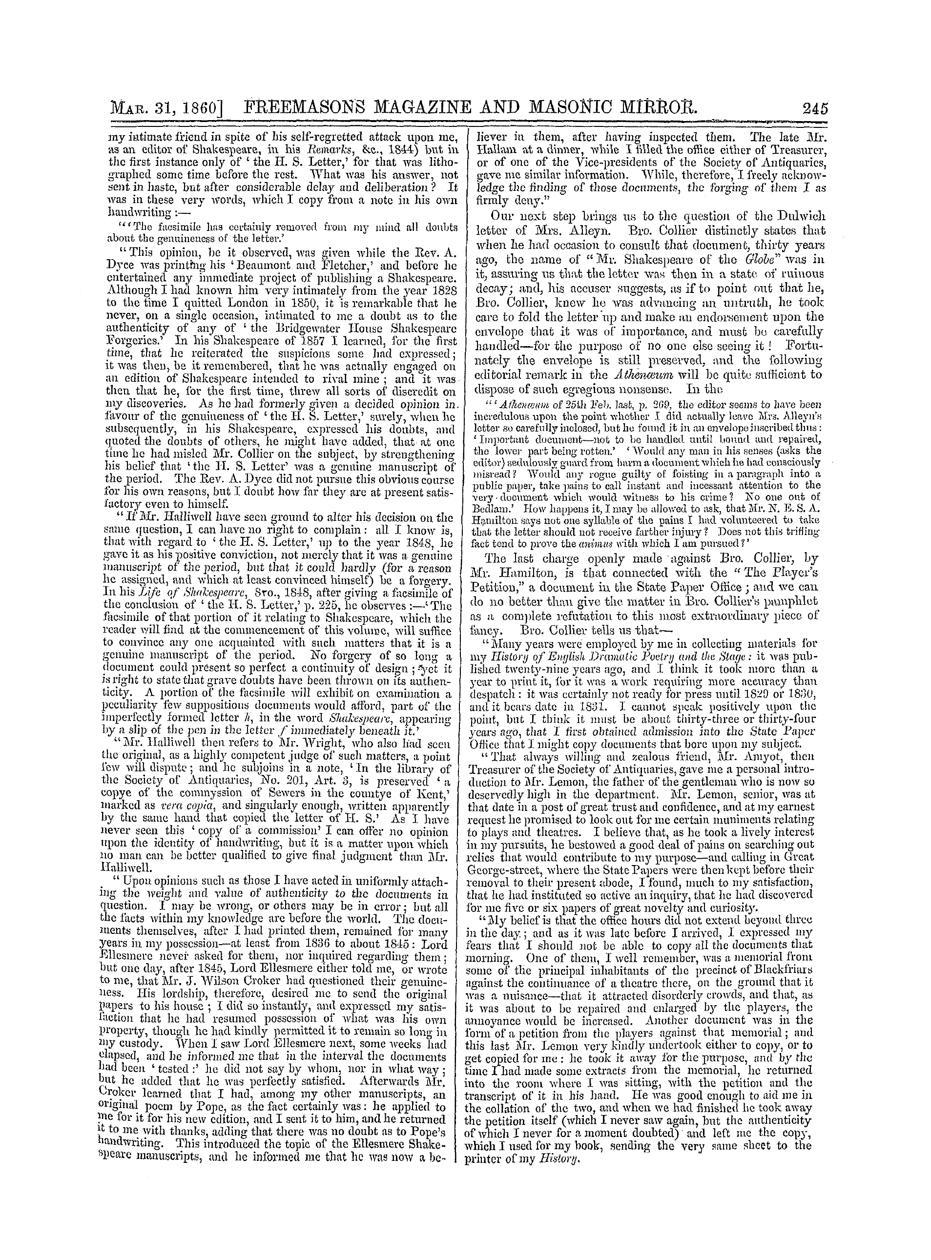 The Freemasons' Monthly Magazine: 1860-03-31: 5