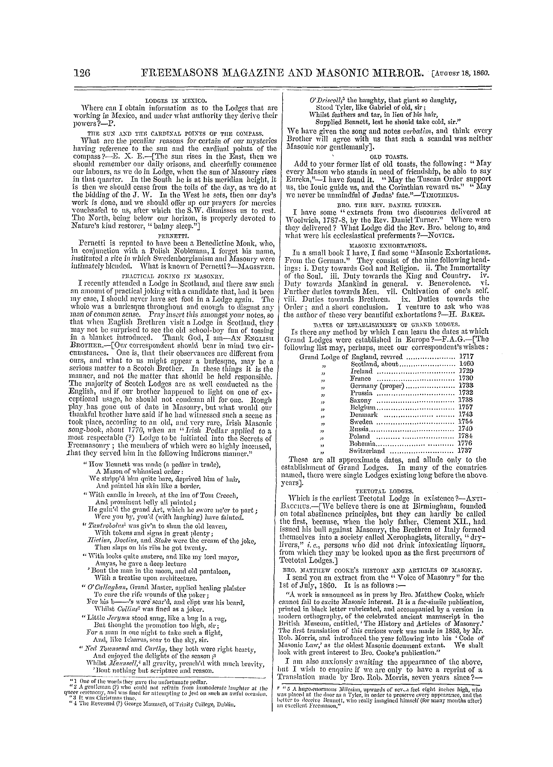 The Freemasons' Monthly Magazine: 1860-08-18 - Masonic Notes And Queries.