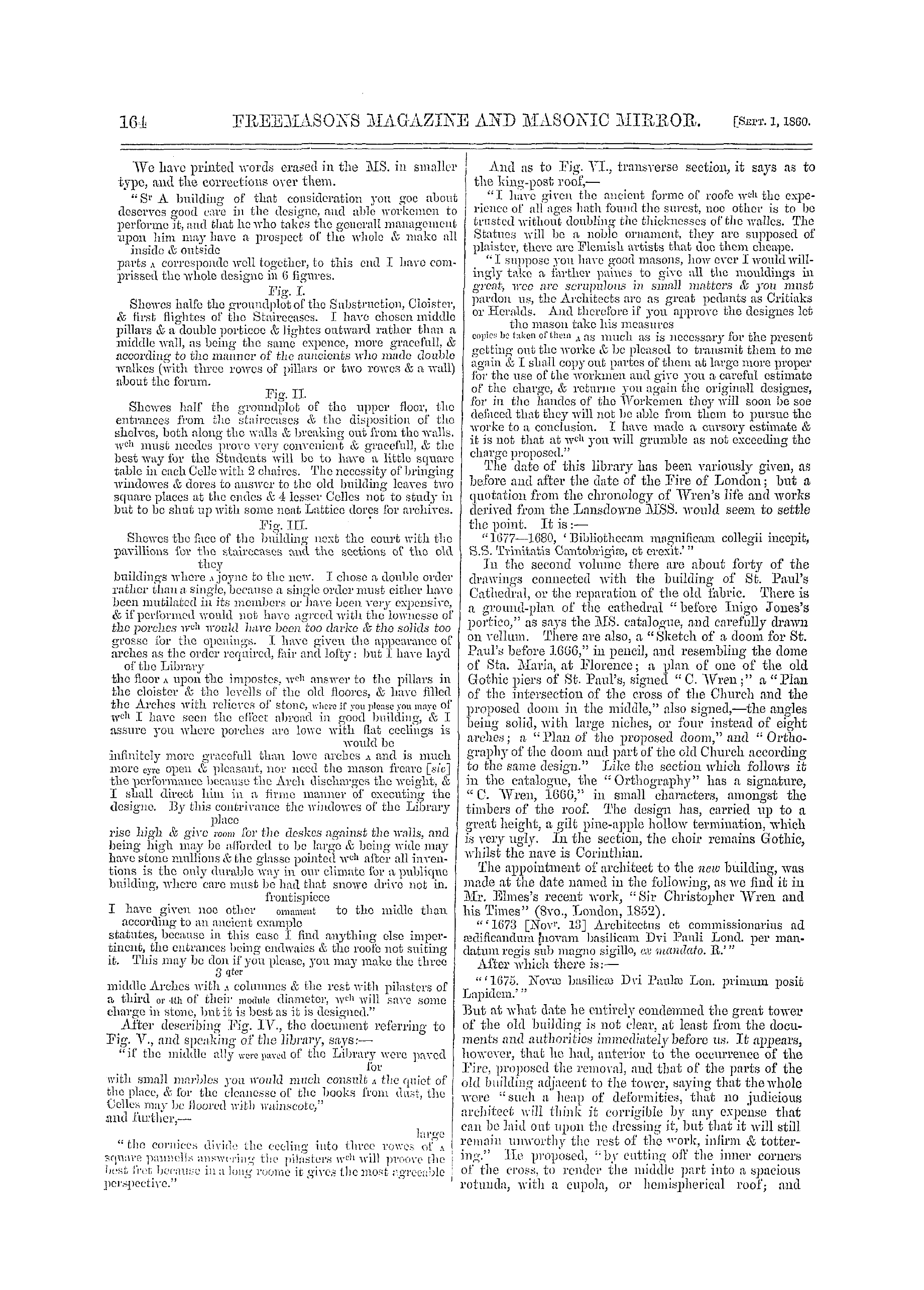 The Freemasons' Monthly Magazine: 1860-09-01 - Drawings By Sir Christopher Wren.*