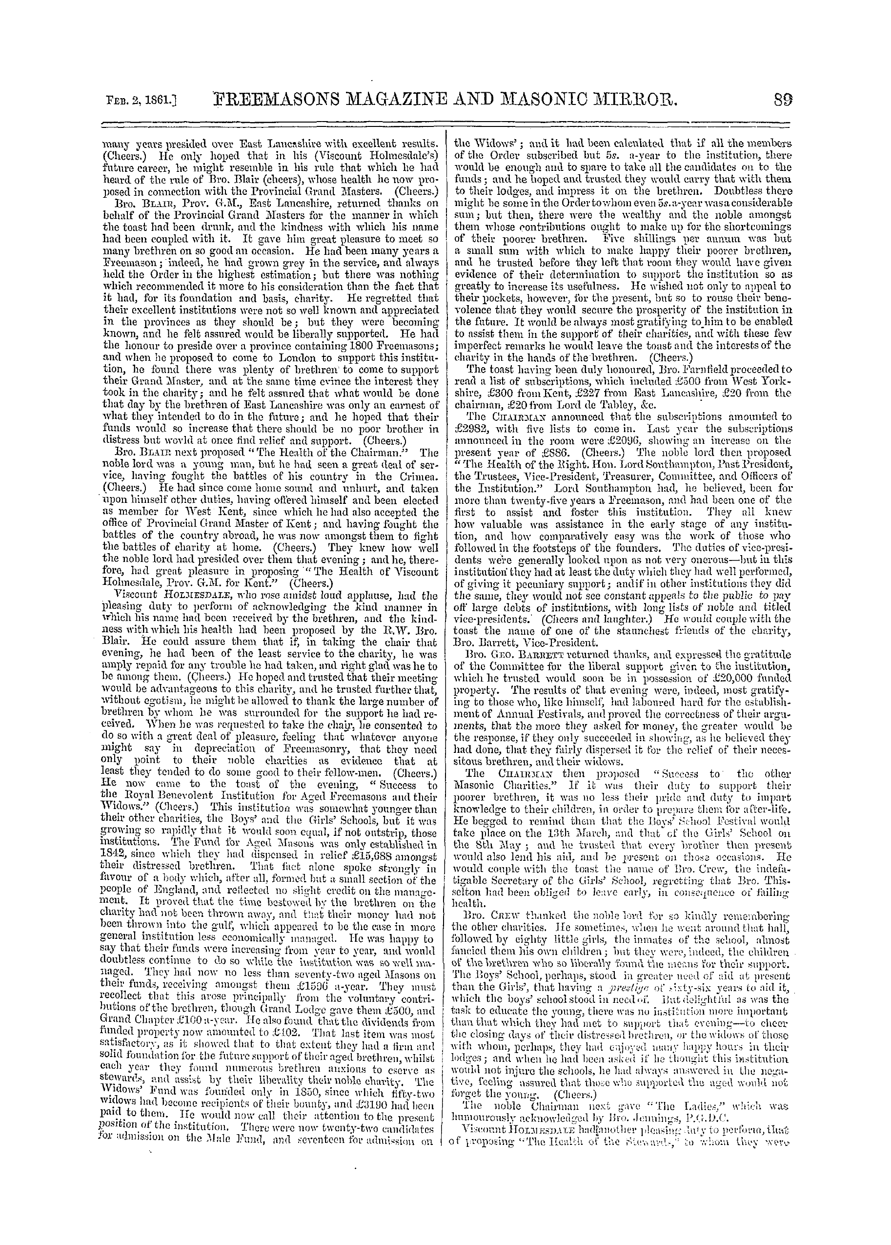 The Freemasons' Monthly Magazine: 1861-02-02: 9