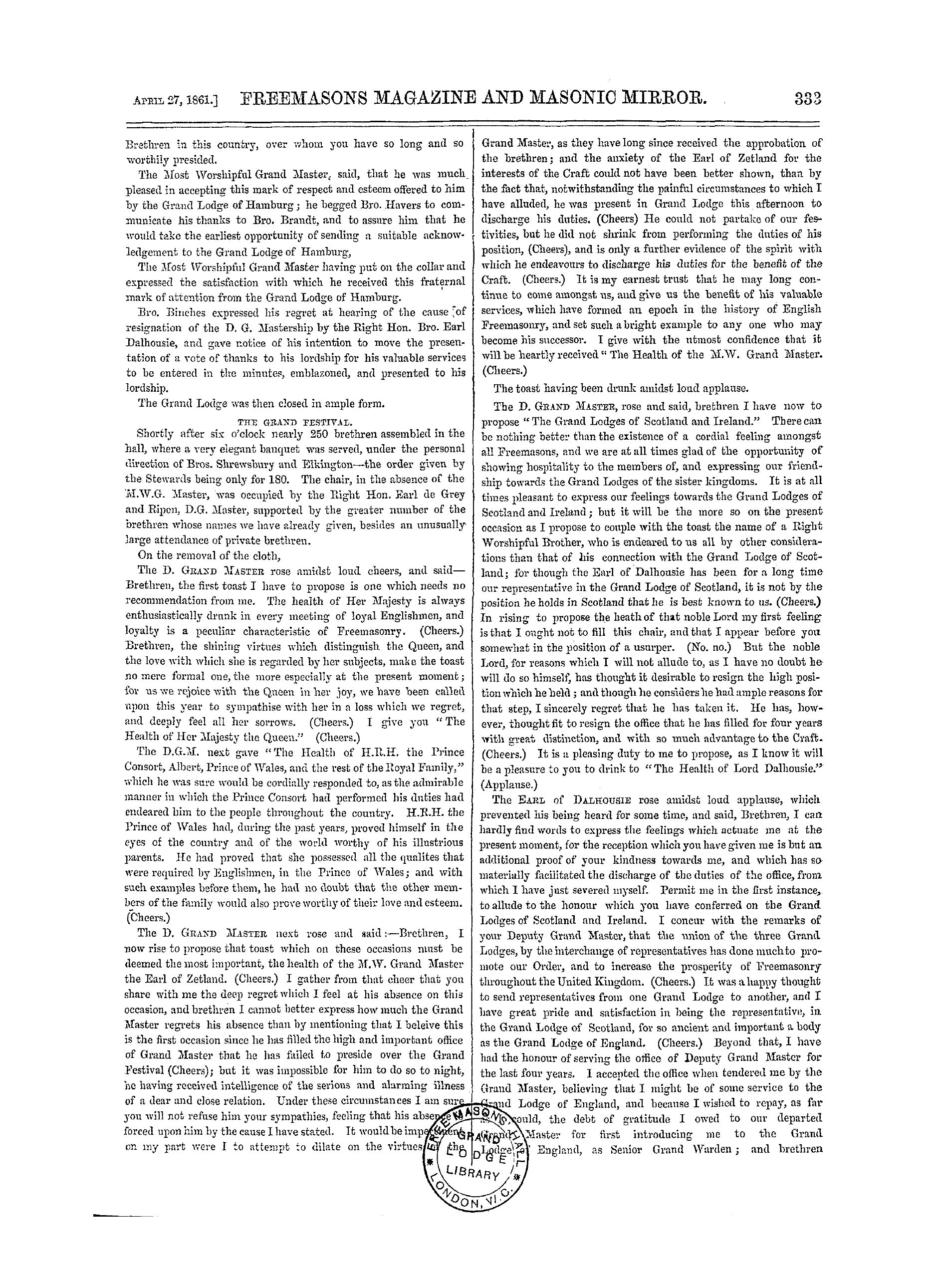 The Freemasons' Monthly Magazine: 1861-04-27: 13