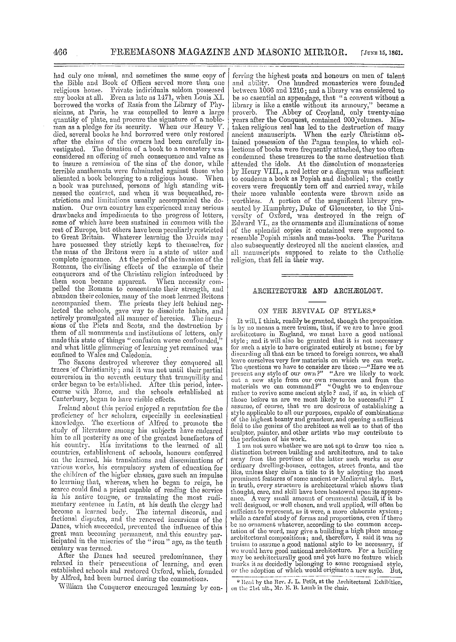 The Freemasons' Monthly Magazine: 1861-06-15: 6