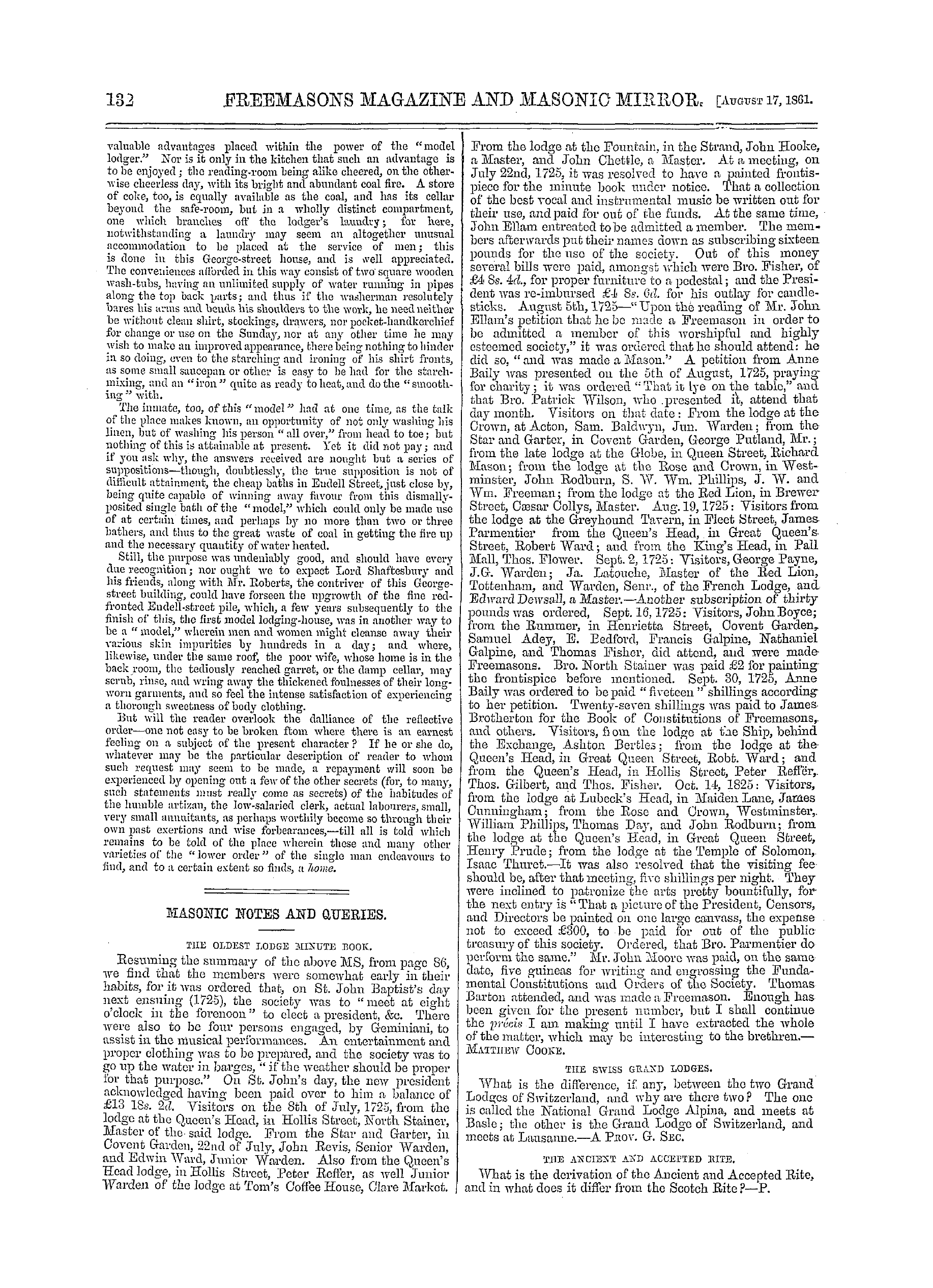 The Freemasons' Monthly Magazine: 1861-08-17 - The George Street "Model." *