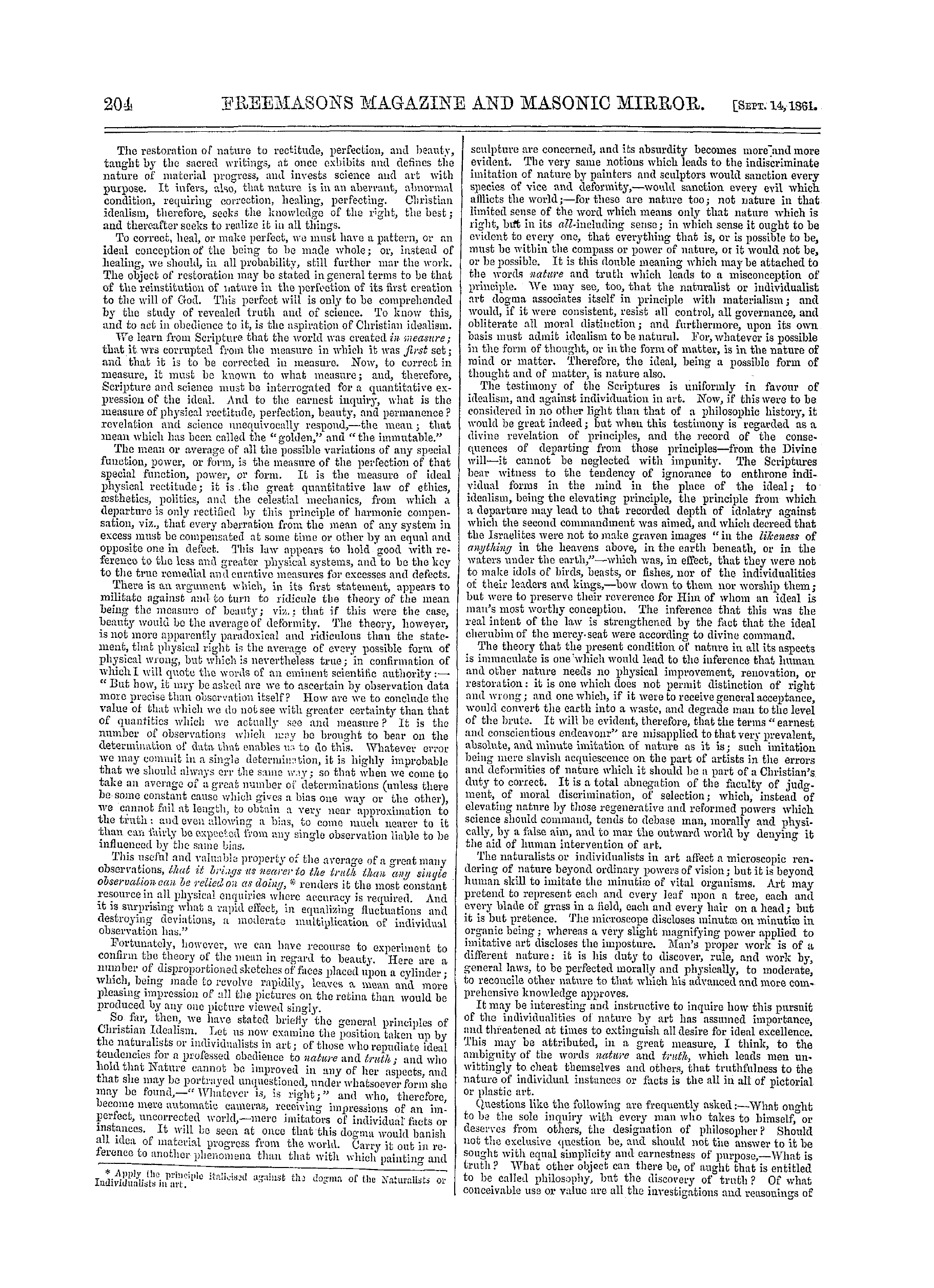 The Freemasons' Monthly Magazine: 1861-09-14 - Architecture And Archæology.