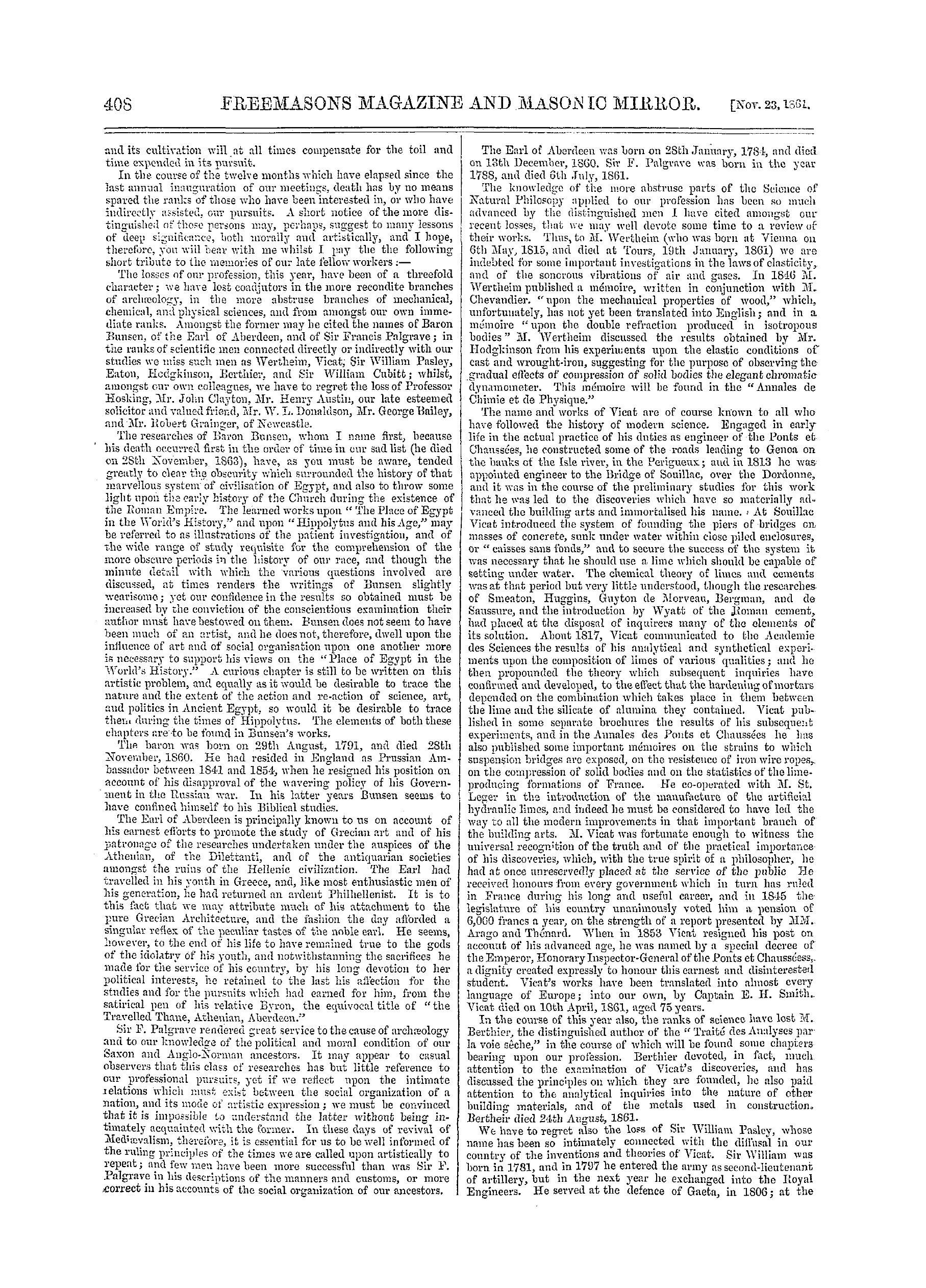 The Freemasons' Monthly Magazine: 1861-11-23: 8