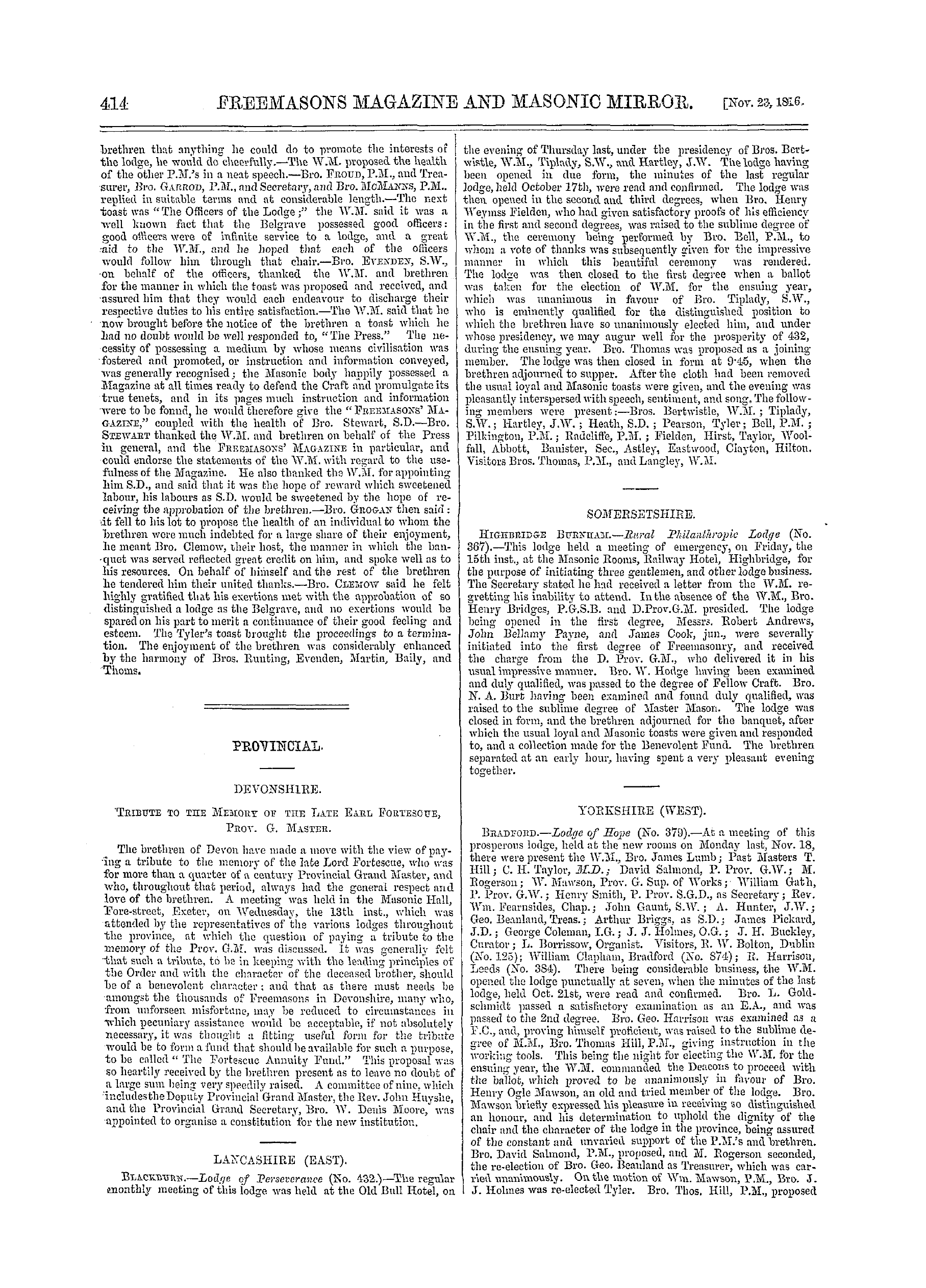 The Freemasons' Monthly Magazine: 1861-11-23 - Metropolitan.