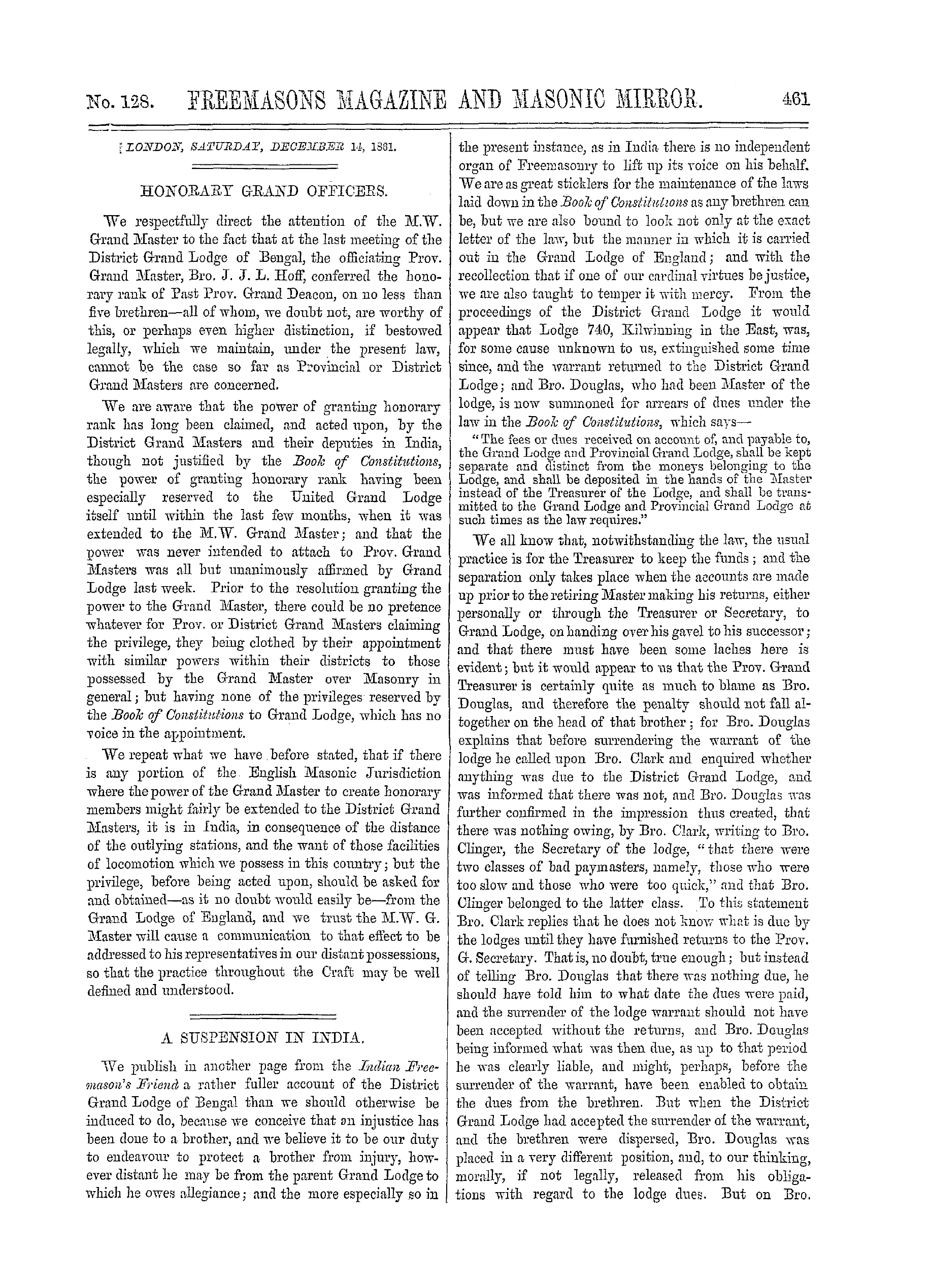 The Freemasons' Monthly Magazine: 1861-12-14: 1