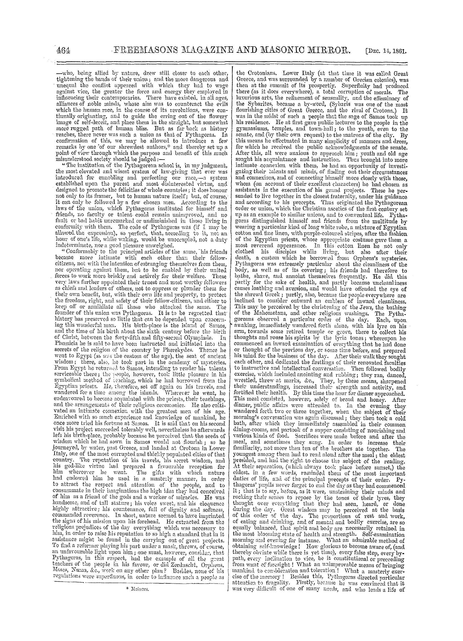 The Freemasons' Monthly Magazine: 1861-12-14 - Masonic Notes And Queries.