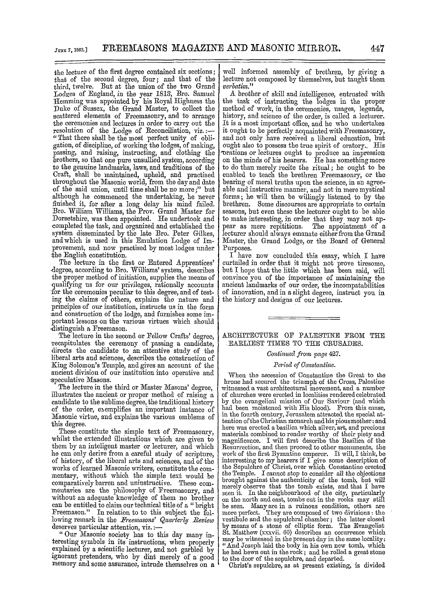 The Freemasons' Monthly Magazine: 1862-06-07 - The Landmarks Of Freemasonry.