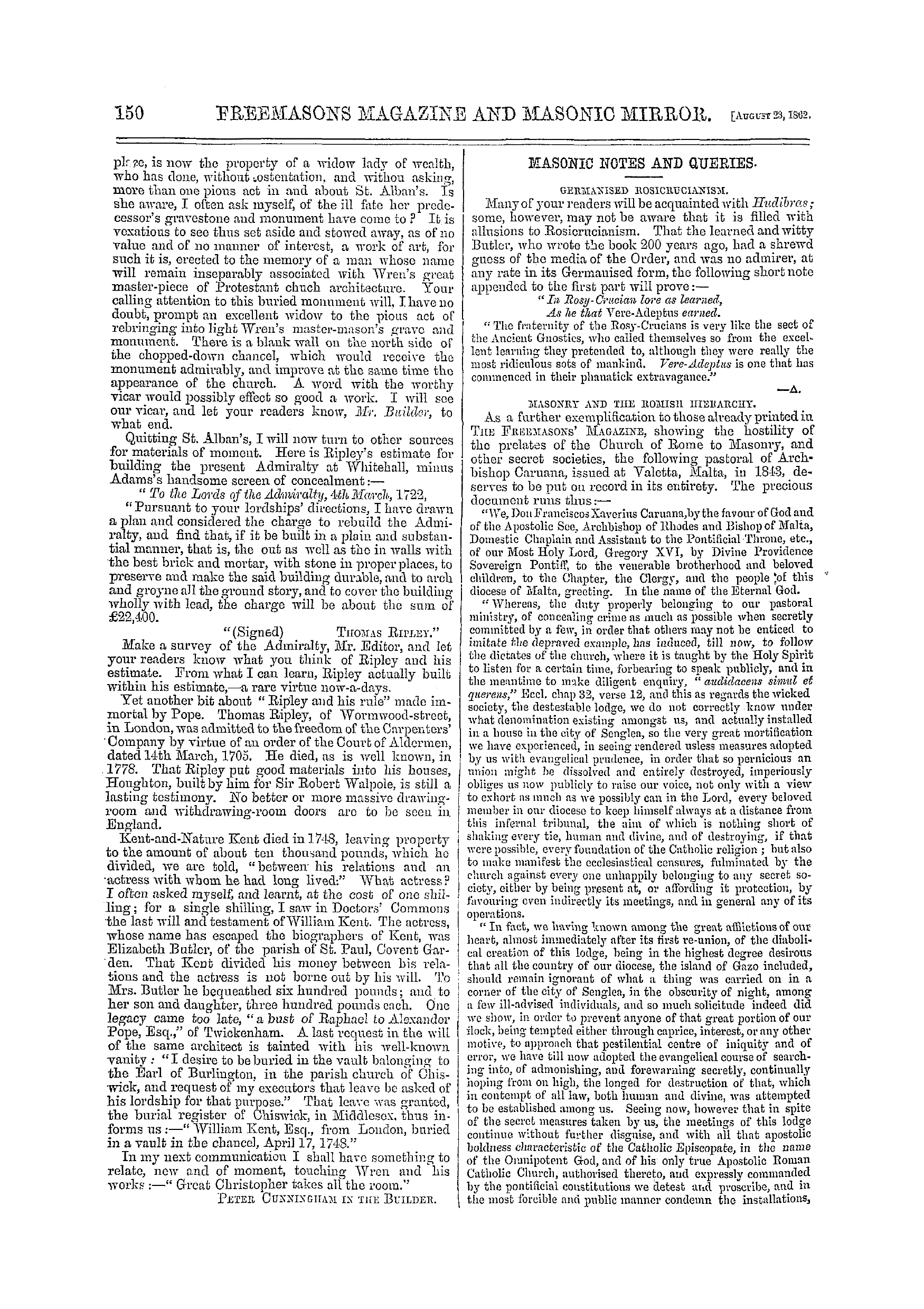 The Freemasons' Monthly Magazine: 1862-08-23 - Masonic Notes And Queries .