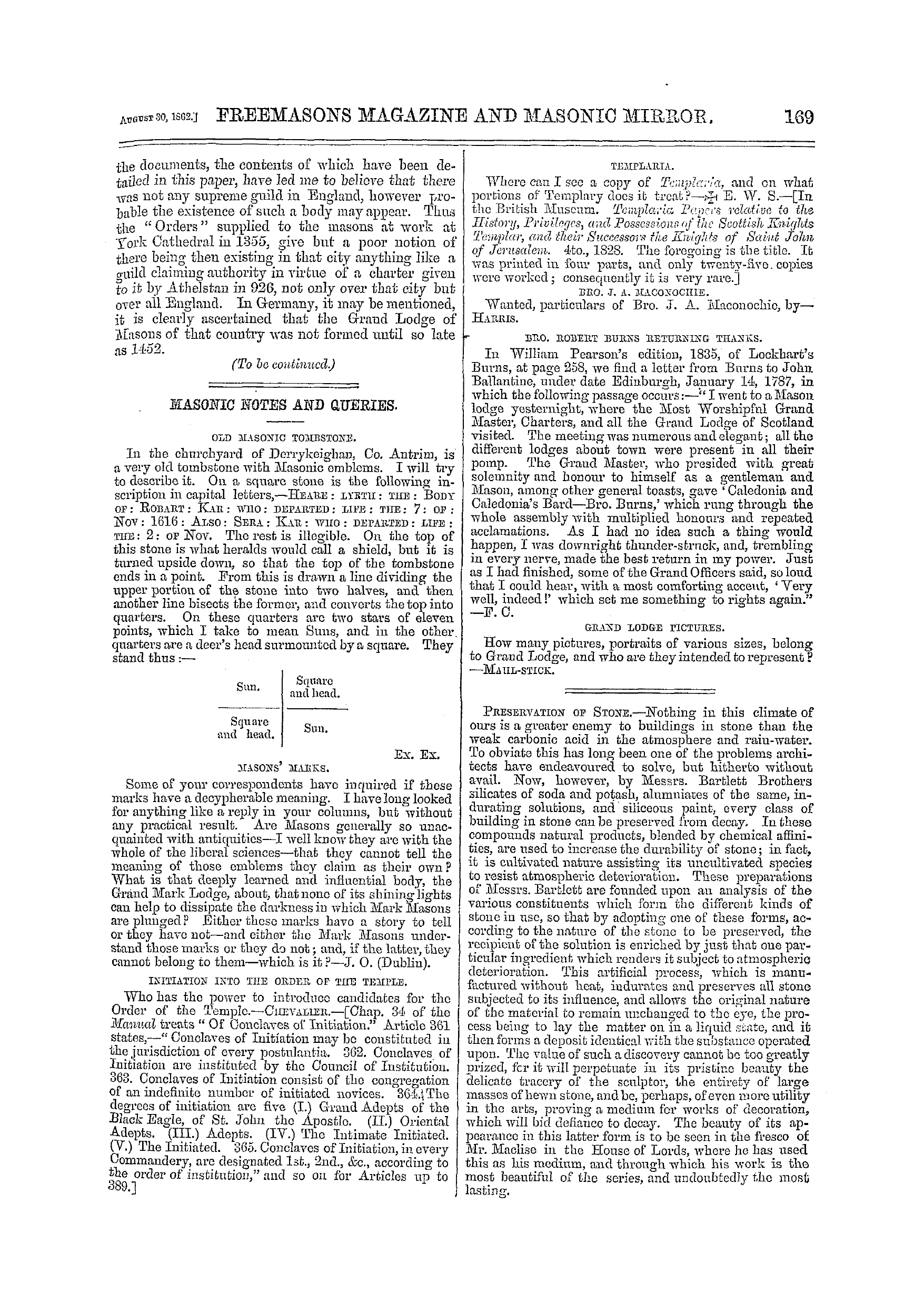 The Freemasons' Monthly Magazine: 1862-08-30 - Masons Of England And Their Works.