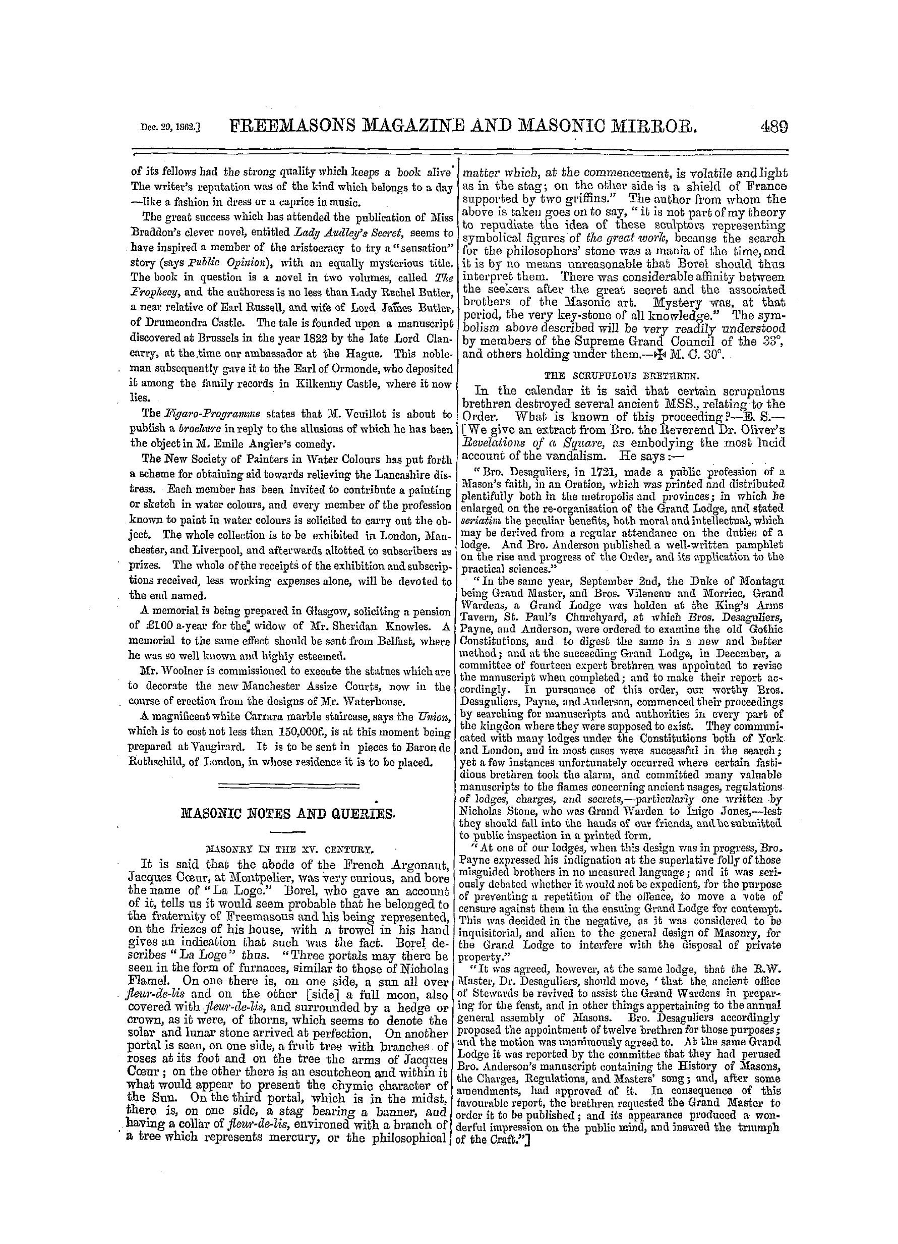 The Freemasons' Monthly Magazine: 1862-12-20: 9