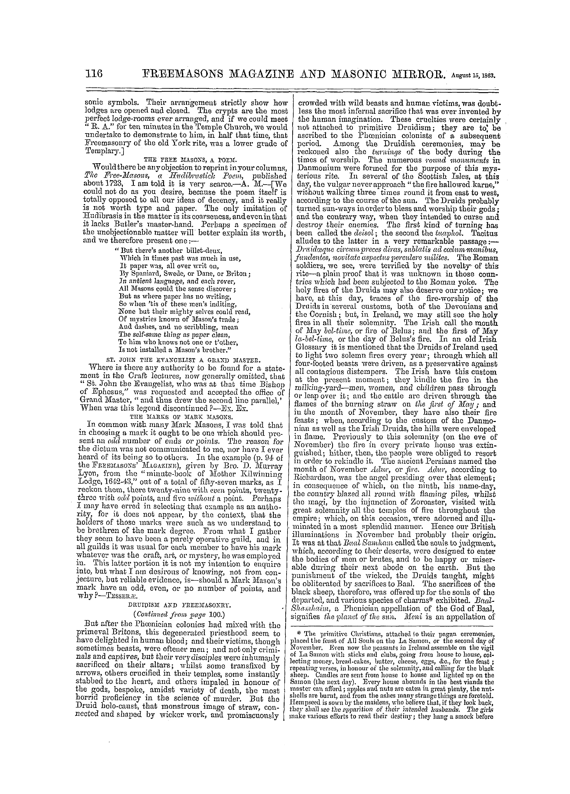 The Freemasons' Monthly Magazine: 1863-08-15 - Masonic Notes And Queries.