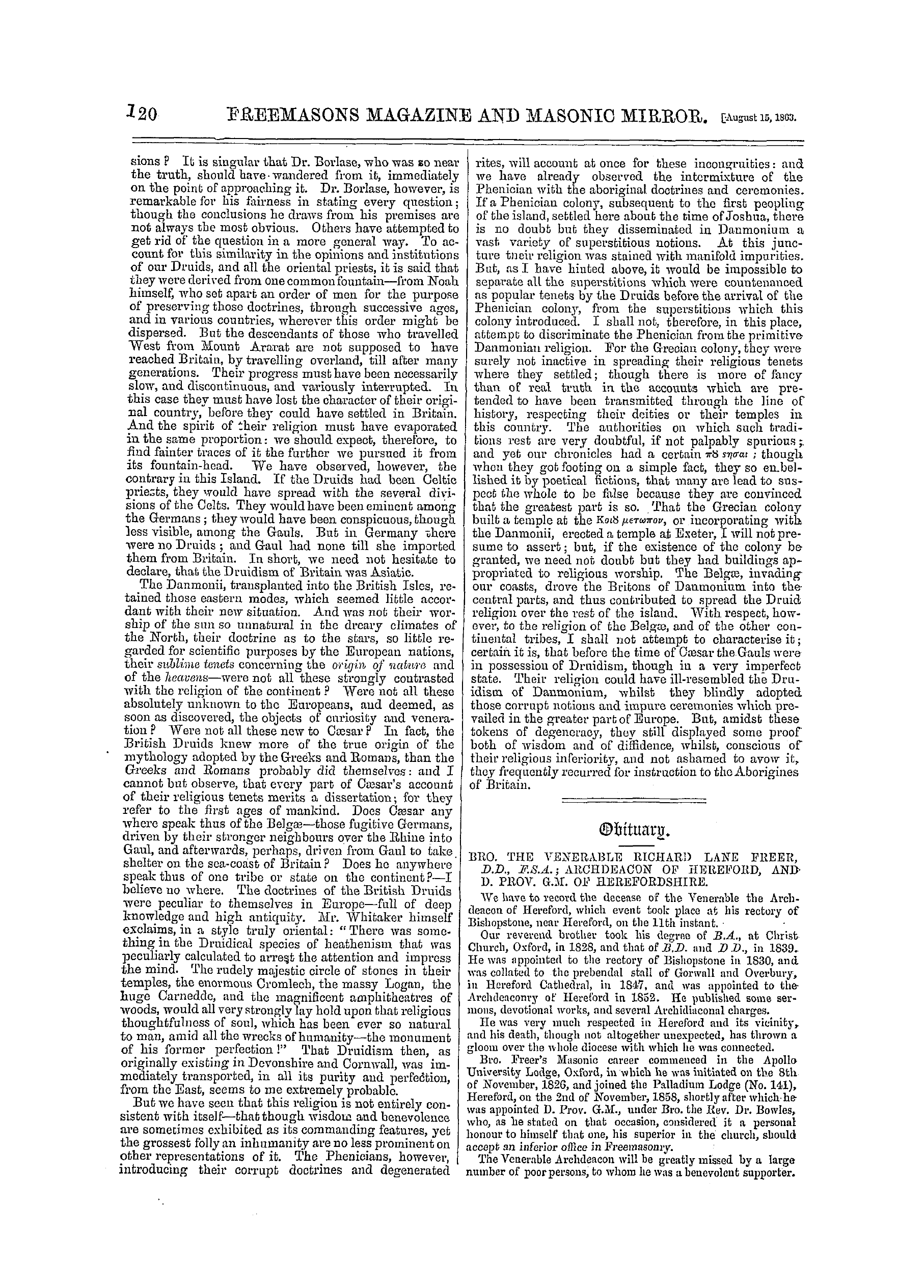 The Freemasons' Monthly Magazine: 1863-08-15 - Masonic Notes And Queries.