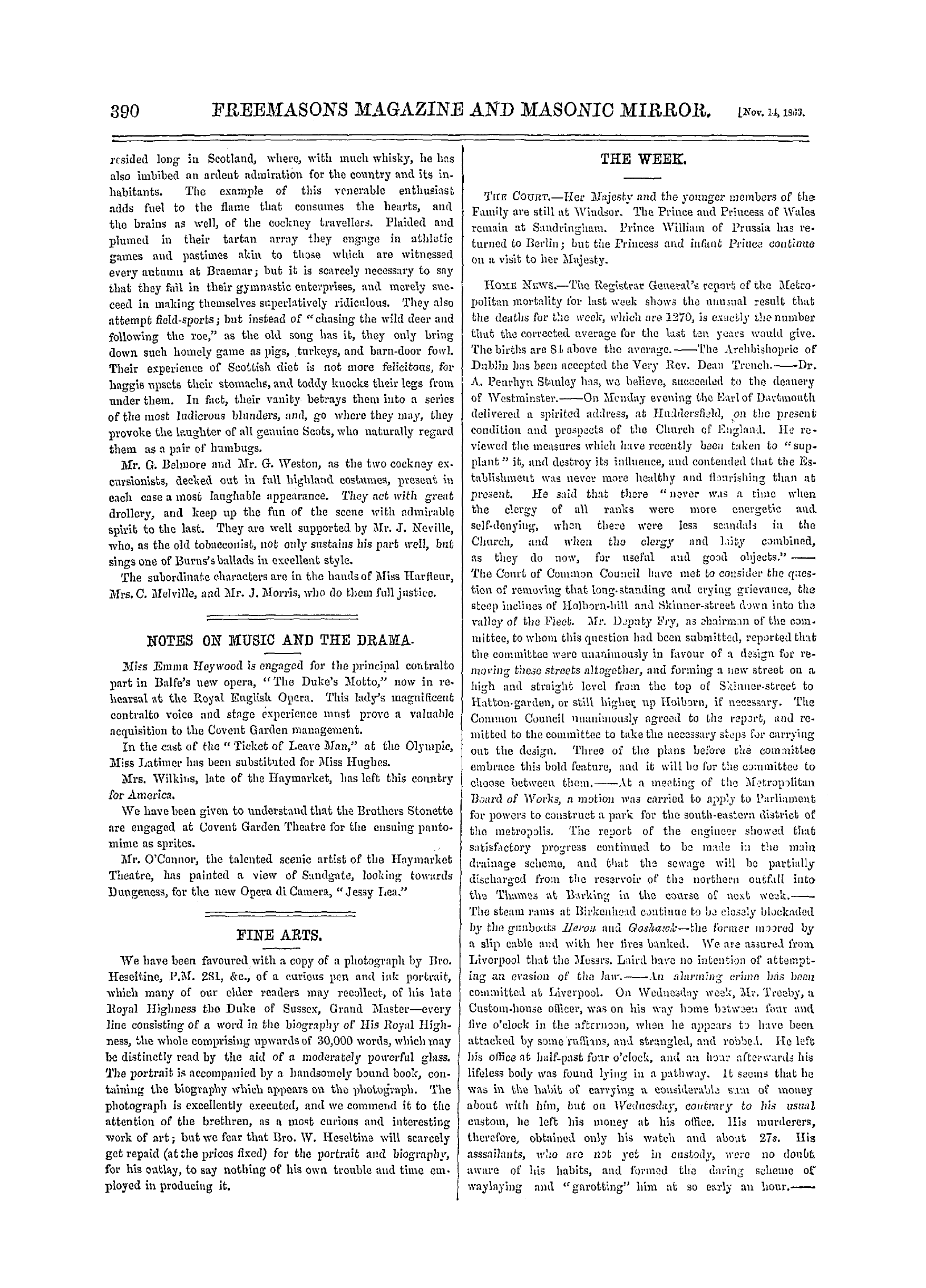 The Freemasons' Monthly Magazine: 1863-11-14 - Fine Arts.