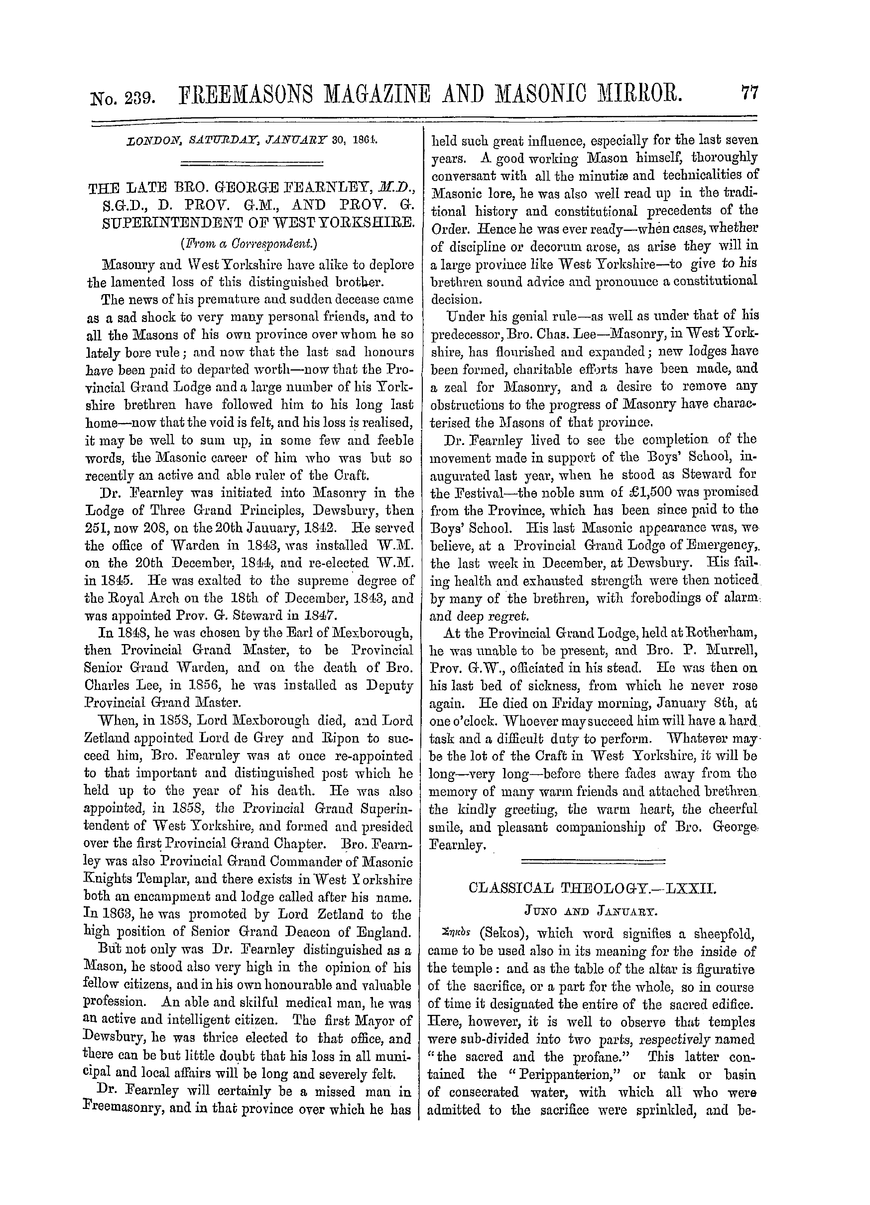 The Freemasons' Monthly Magazine: 1864-01-30: 1