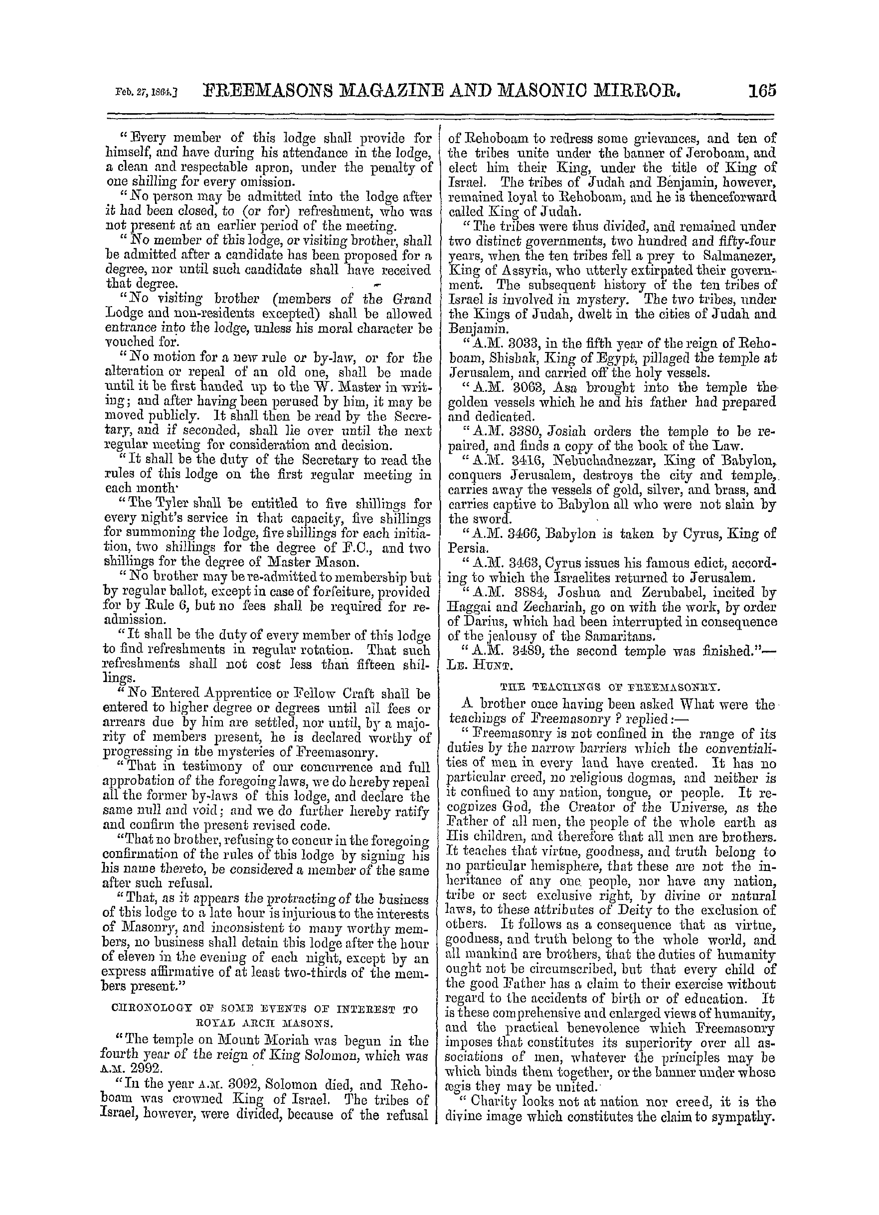 The Freemasons' Monthly Magazine: 1864-02-27: 9