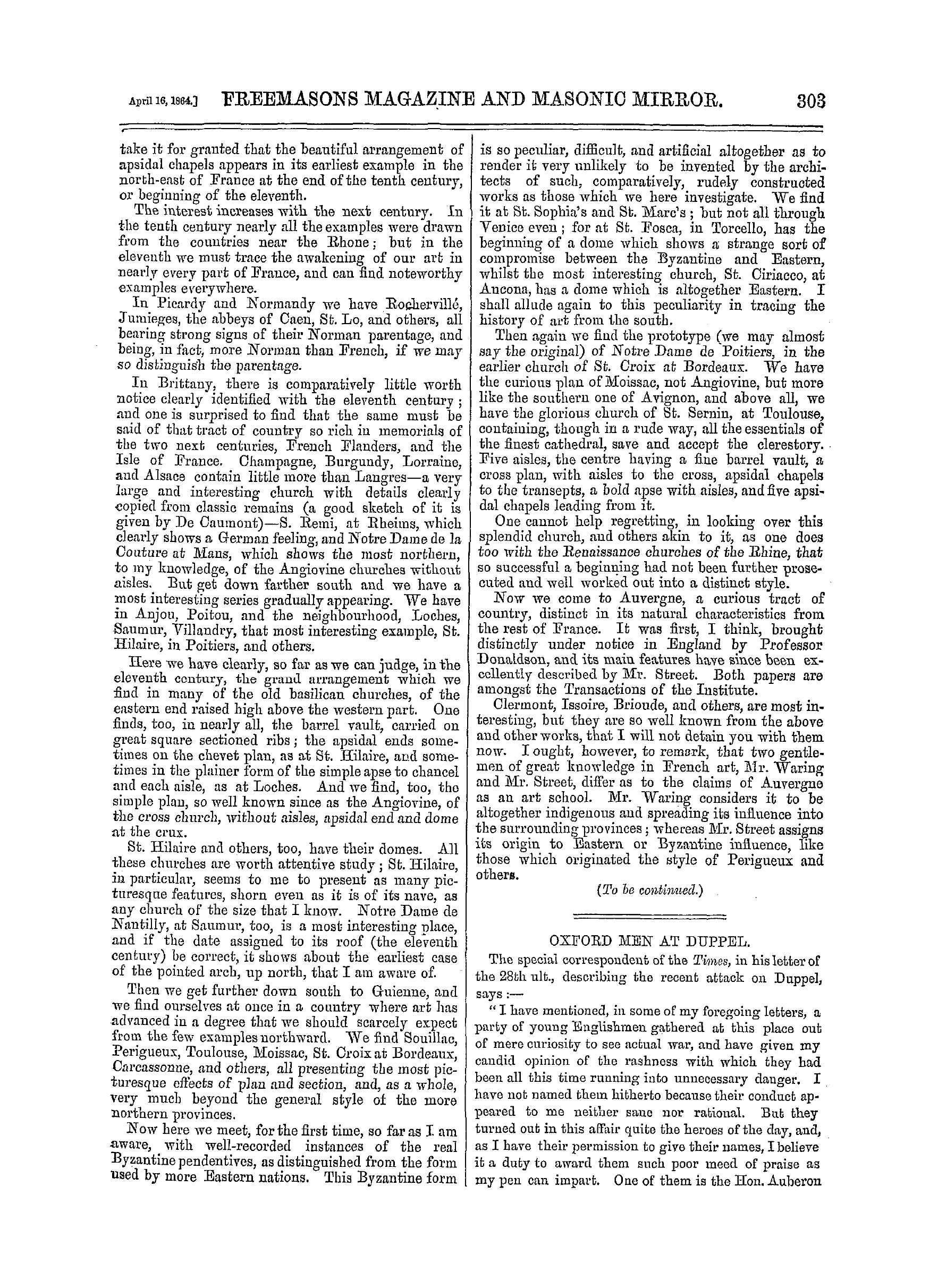 The Freemasons' Monthly Magazine: 1864-04-16 - Architecture In France.*