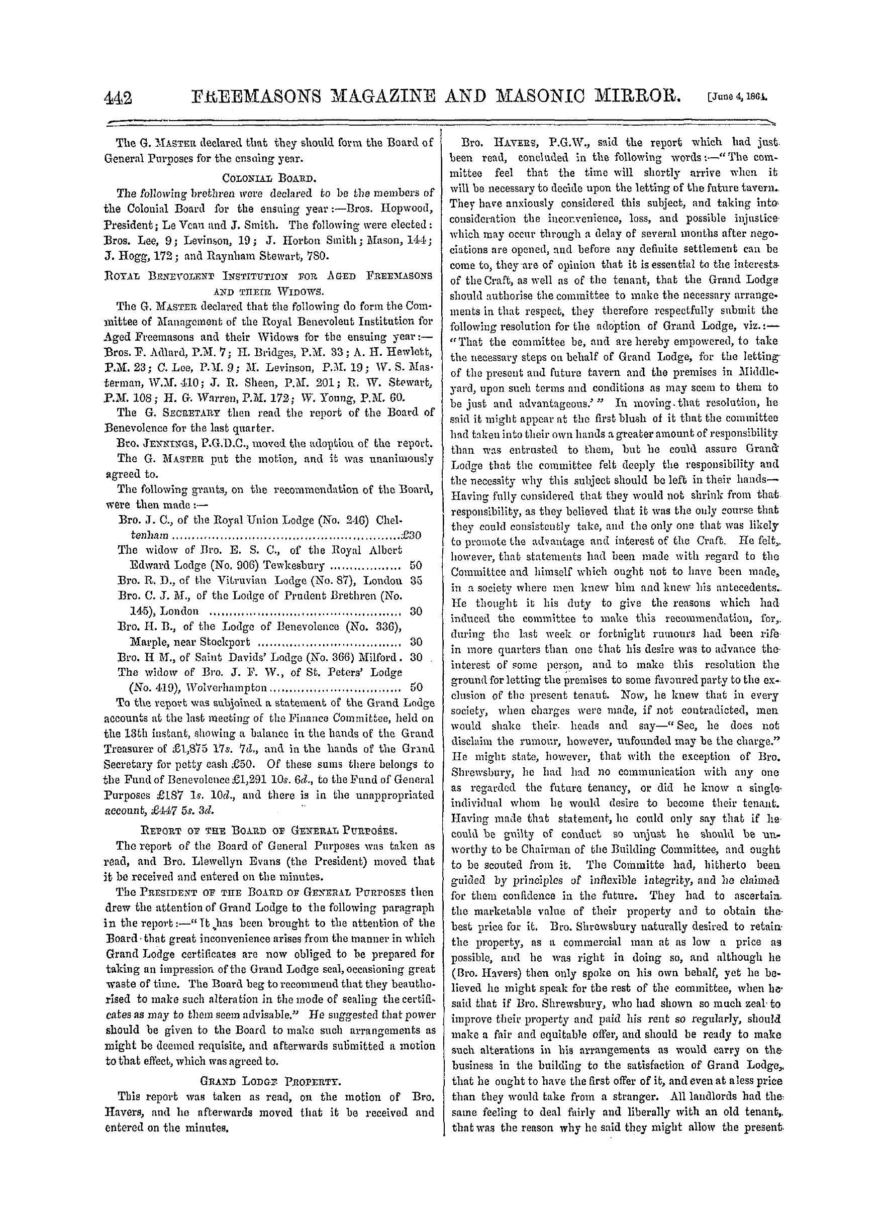 The Freemasons' Monthly Magazine: 1864-06-04 - The Masonic Mirror.