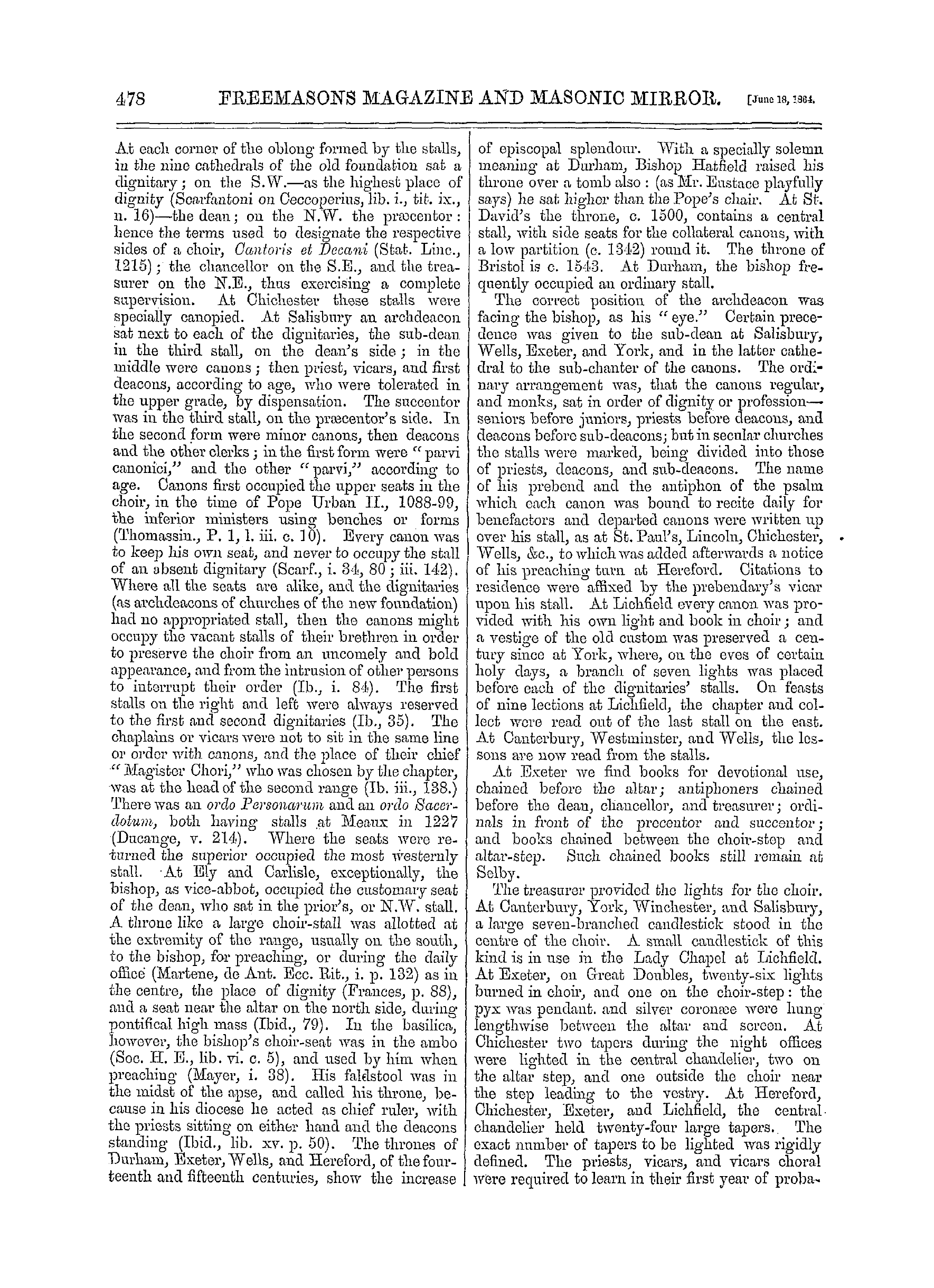 The Freemasons' Monthly Magazine: 1864-06-18 - The Interior Op A Gothic Minster.