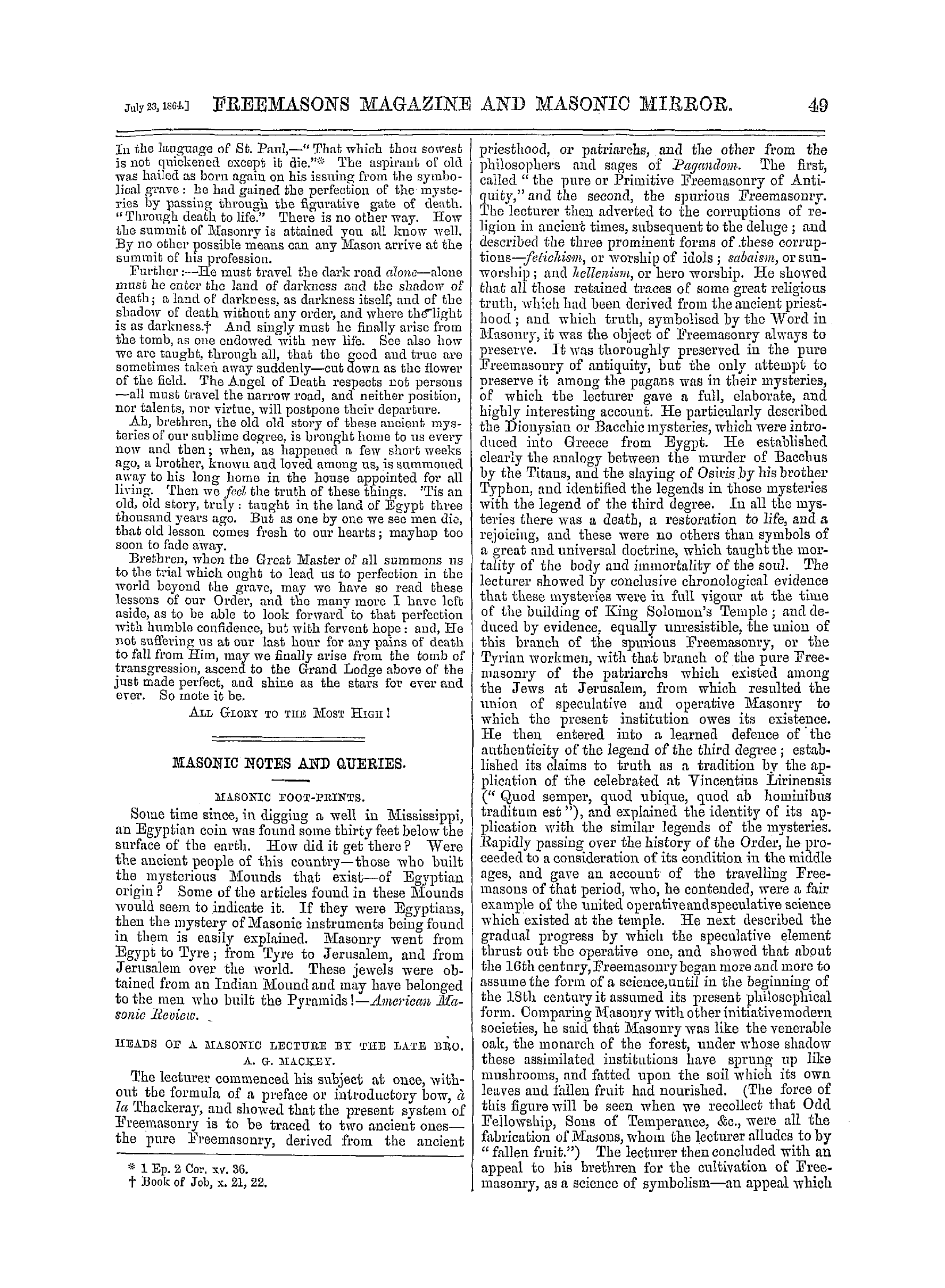 The Freemasons' Monthly Magazine: 1864-07-23: 9