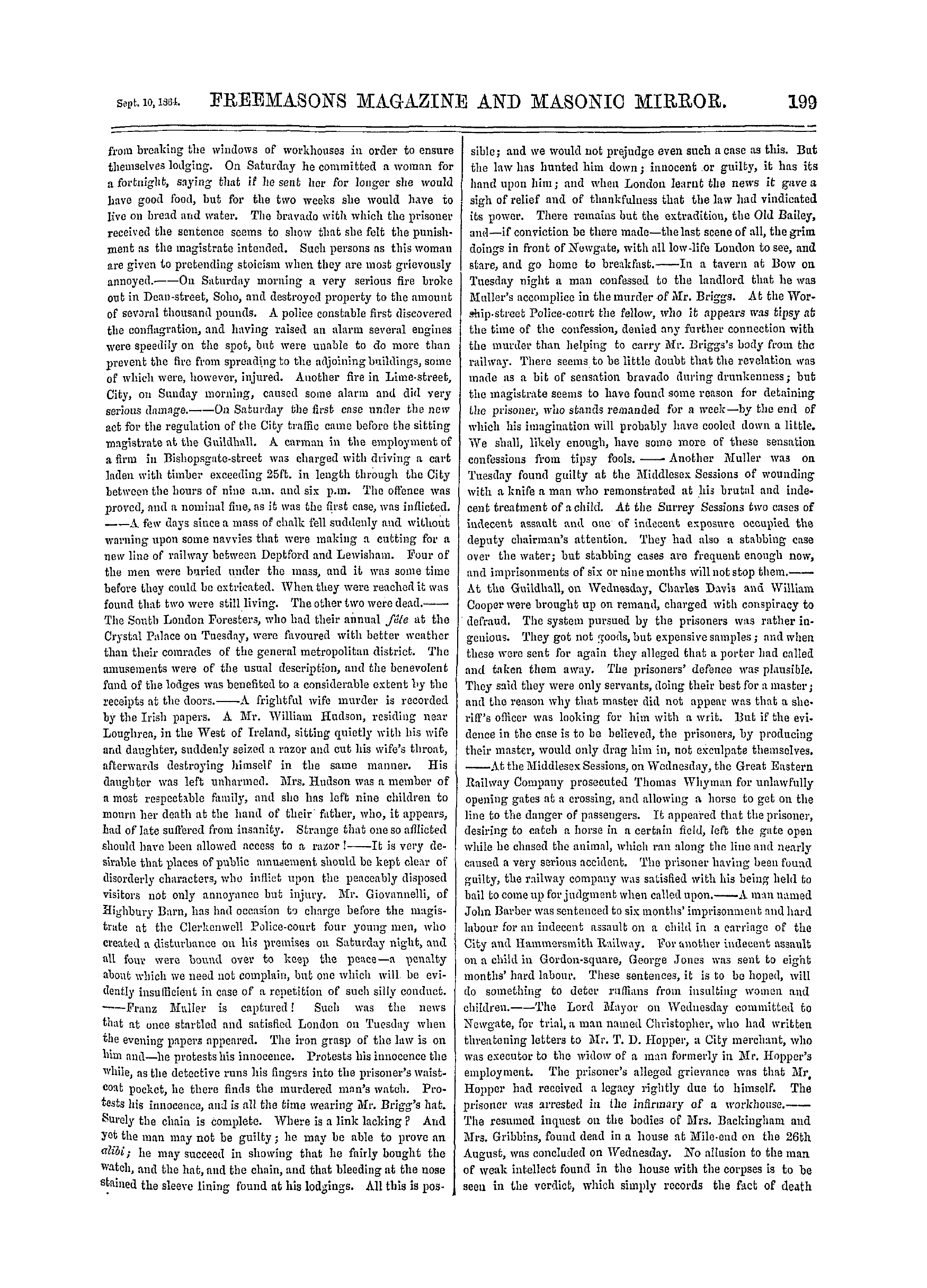 The Freemasons' Monthly Magazine: 1864-09-10 - The Week.