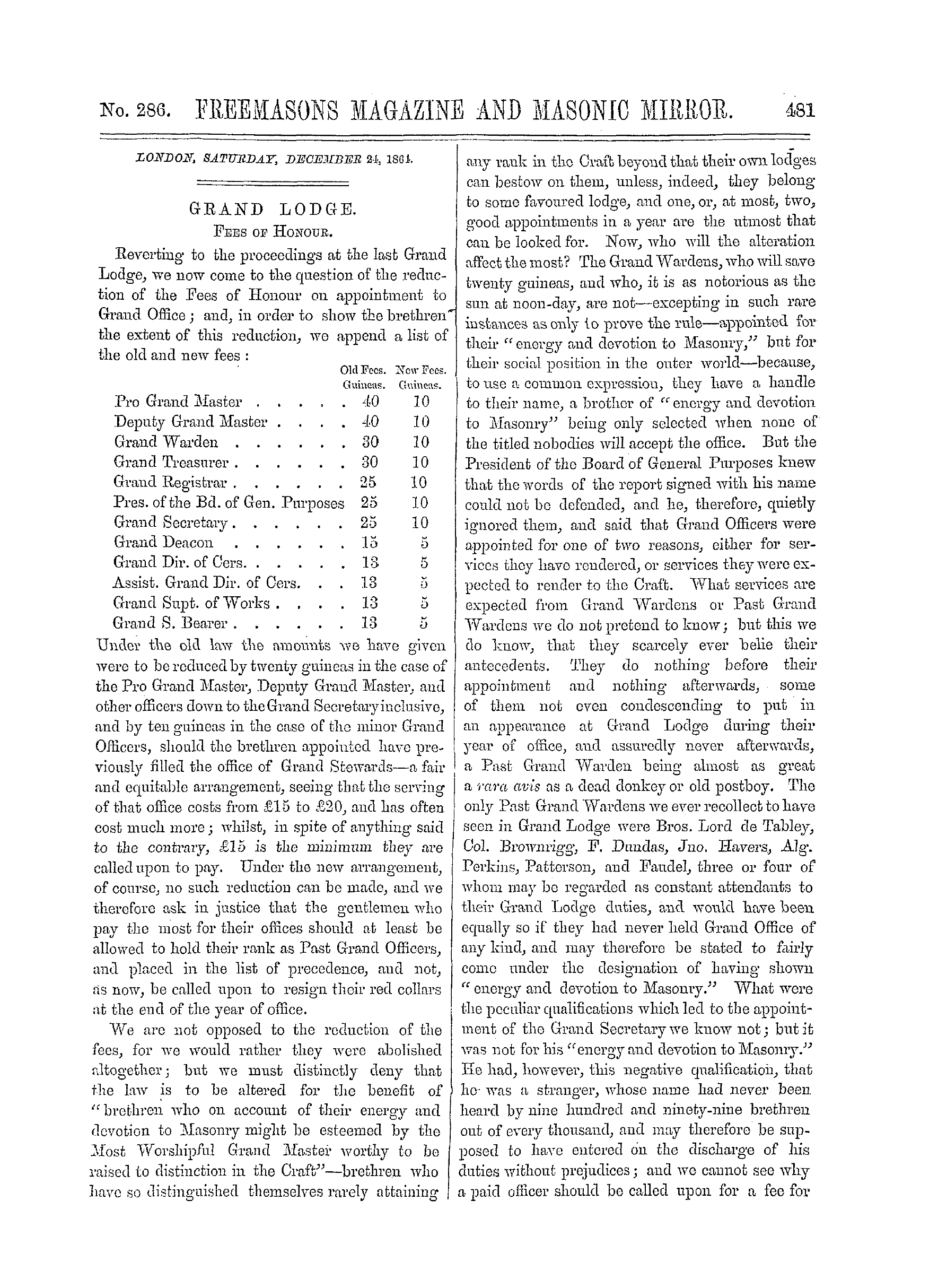 The Freemasons' Monthly Magazine: 1864-12-24 - Grand Lodge.