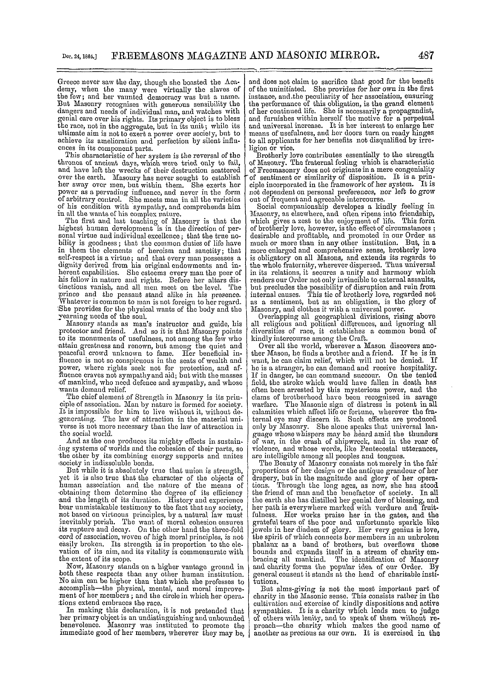 The Freemasons' Monthly Magazine: 1864-12-24 - The Antiquity And Teachings Of Masonry.