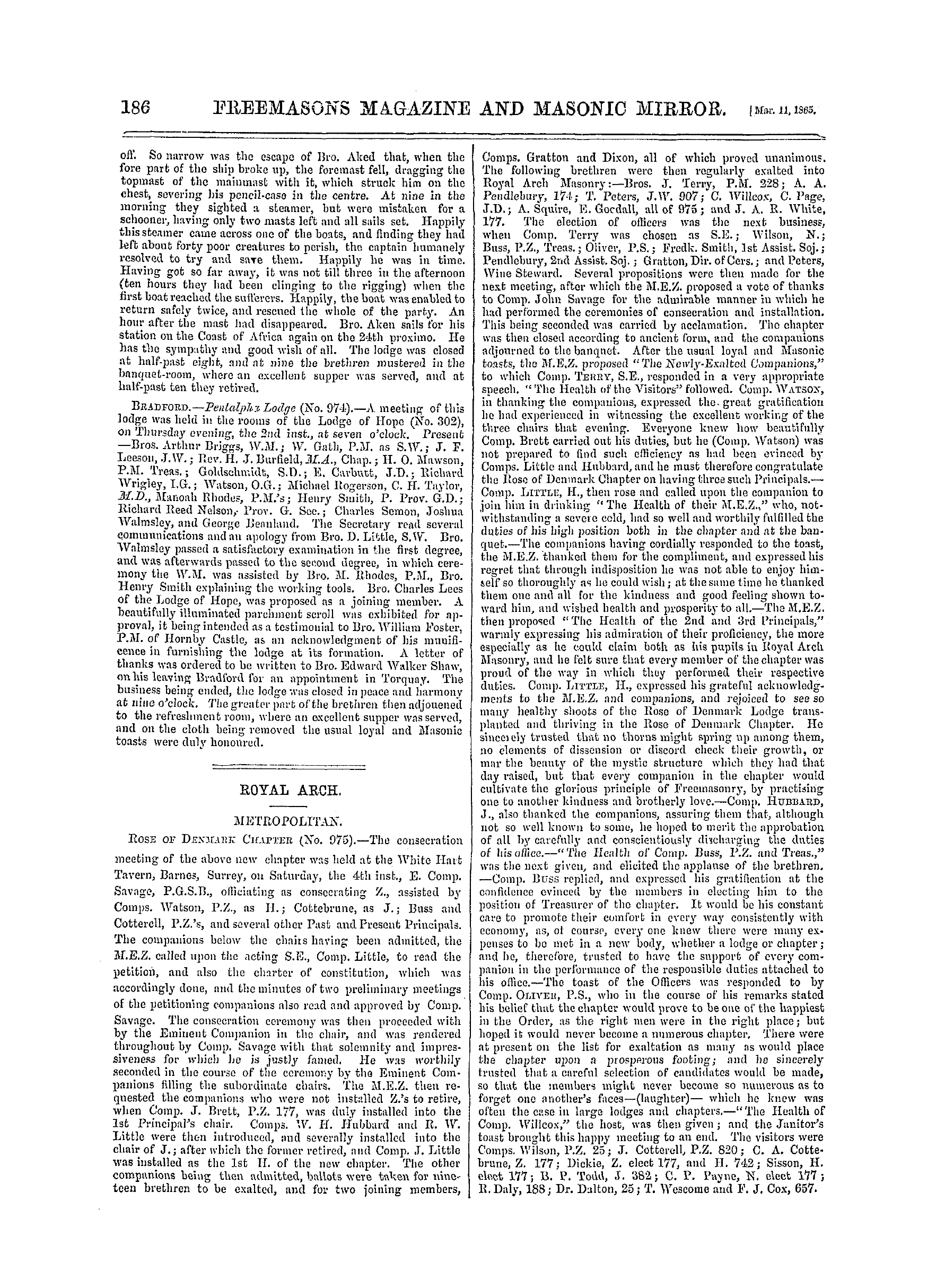 The Freemasons' Monthly Magazine: 1865-03-11 - Provincial.