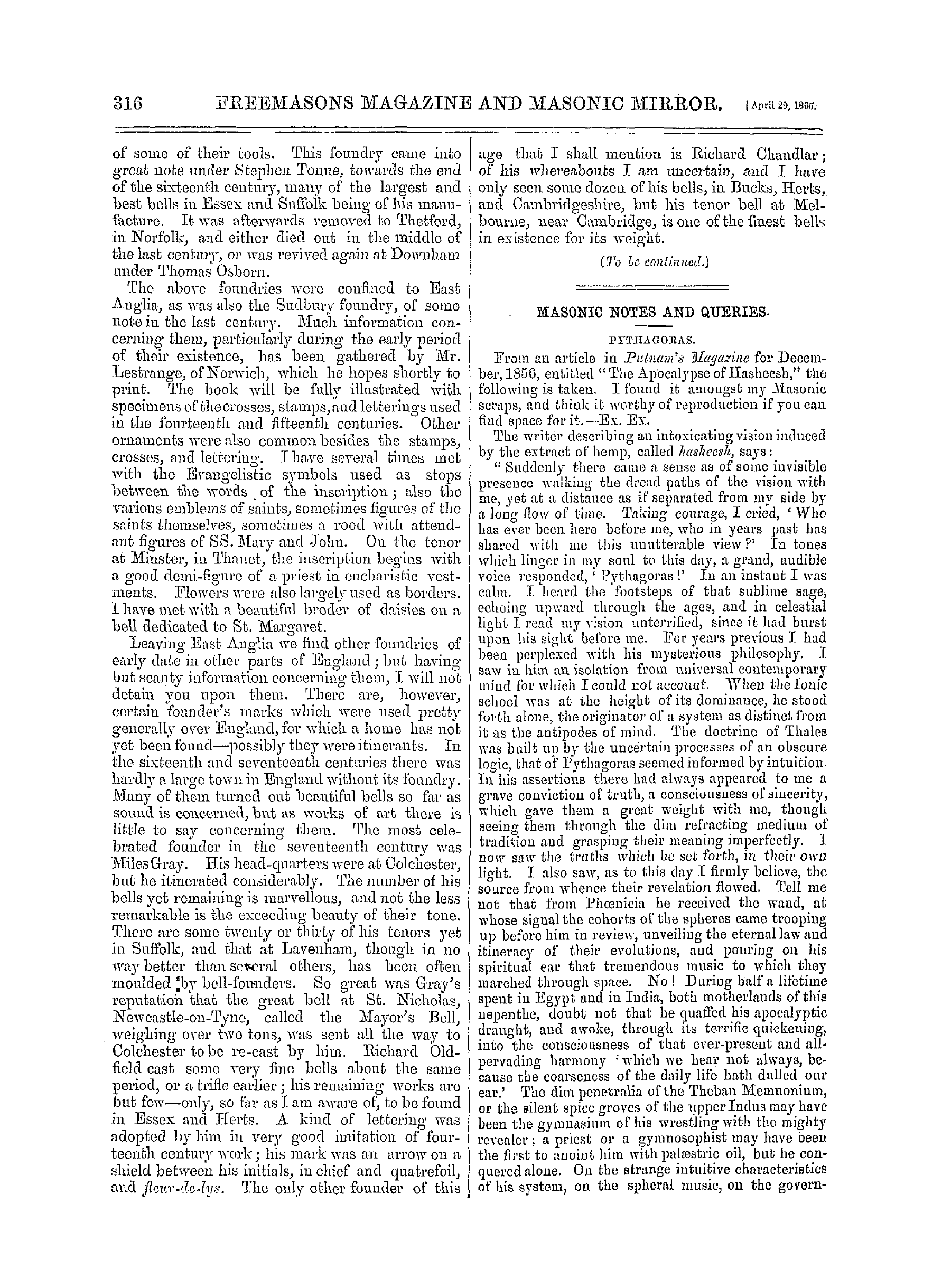 The Freemasons' Monthly Magazine: 1865-04-29 - Church Bells : Their Antiquities And Connection With Architecture.