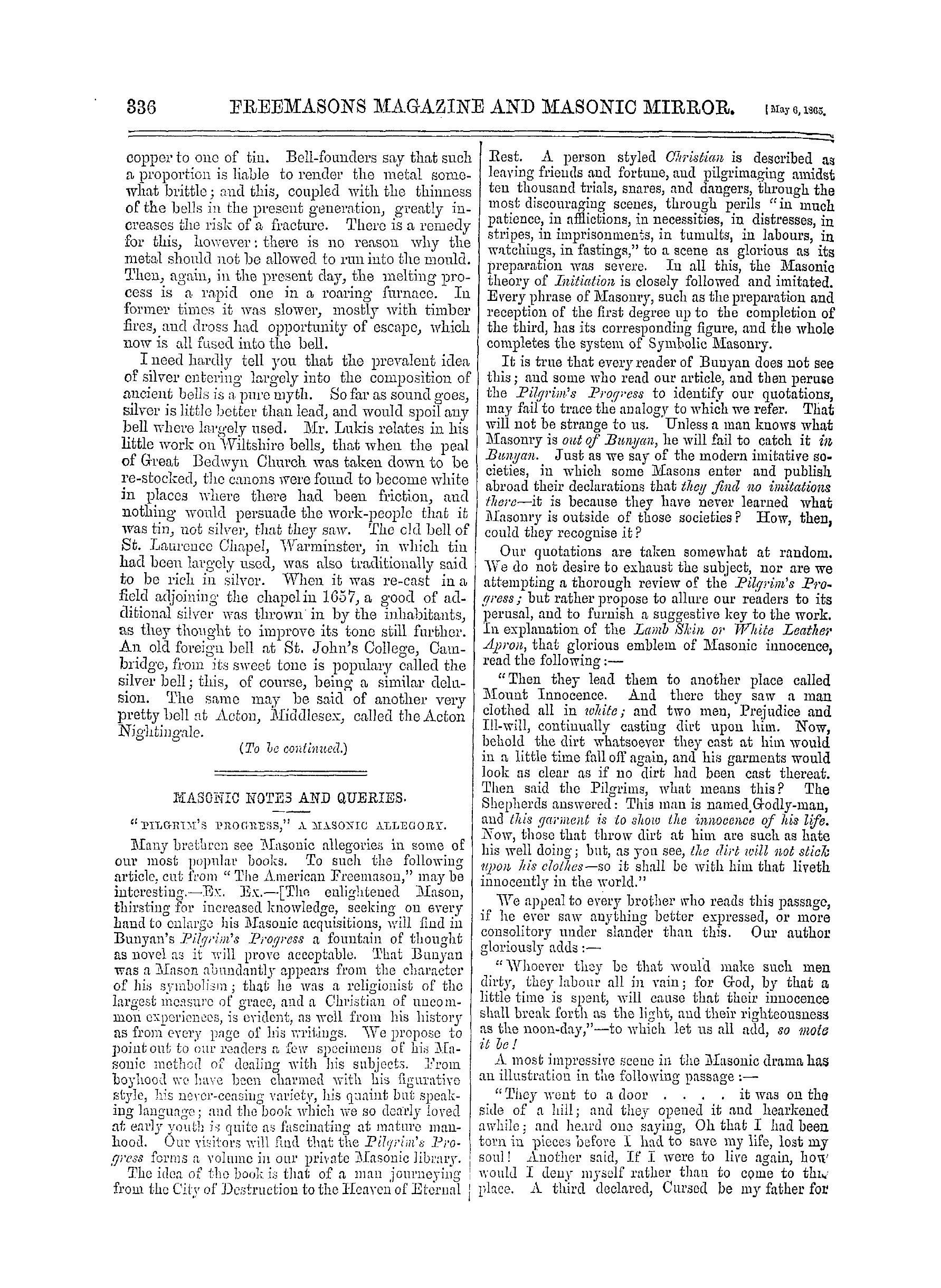 The Freemasons' Monthly Magazine: 1865-05-06 - Church Bells: Their Antiquities And Connection With Architecture.