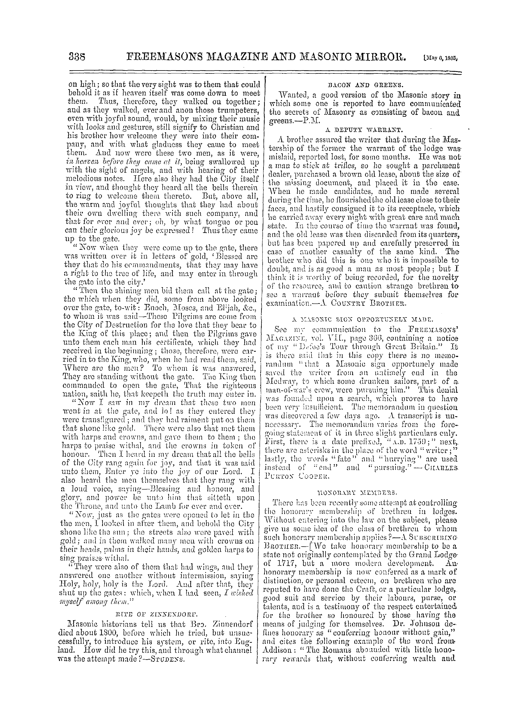 The Freemasons' Monthly Magazine: 1865-05-06 - Masonic Notes And Queries.