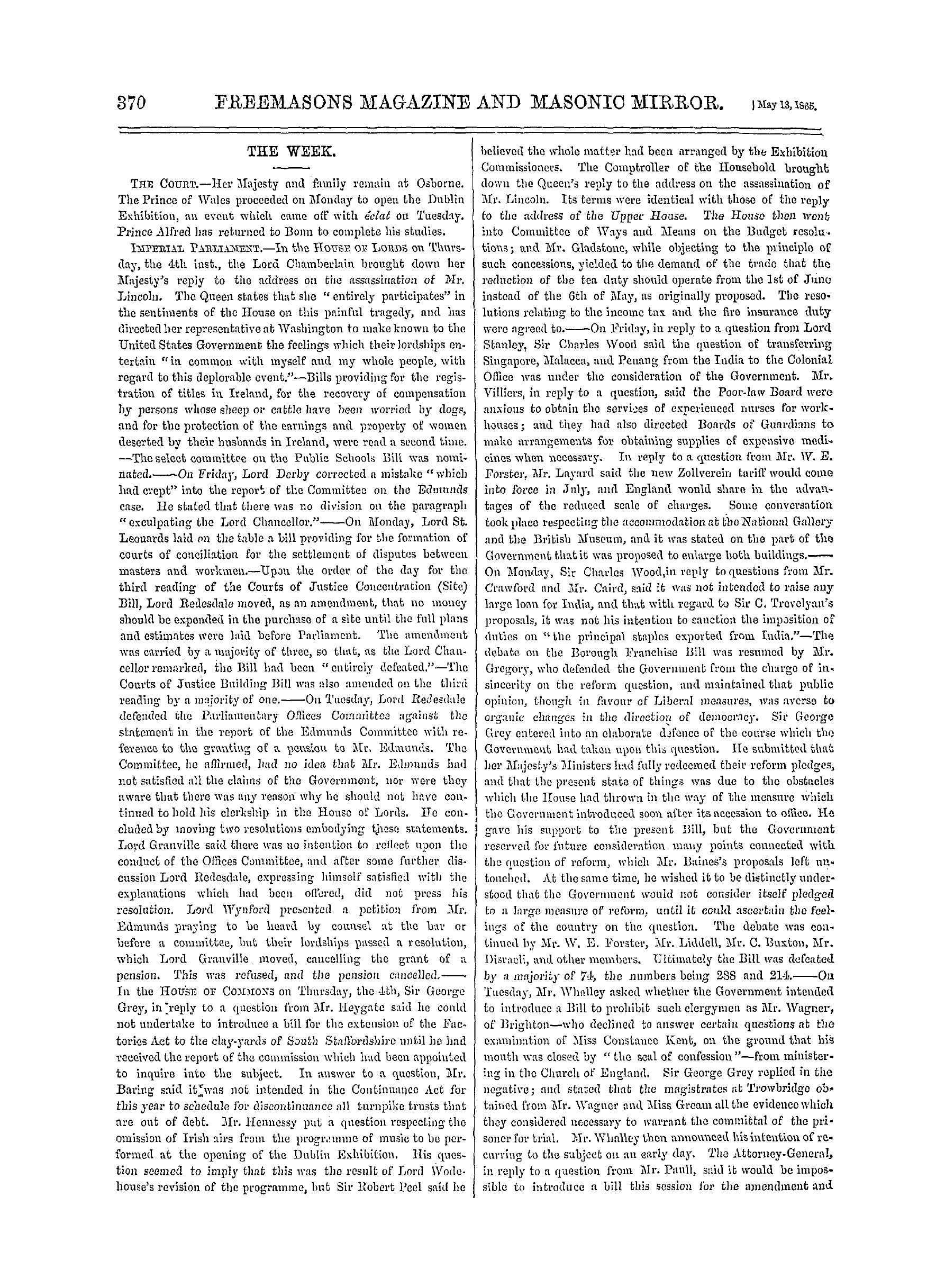 The Freemasons' Monthly Magazine: 1865-05-13: 18