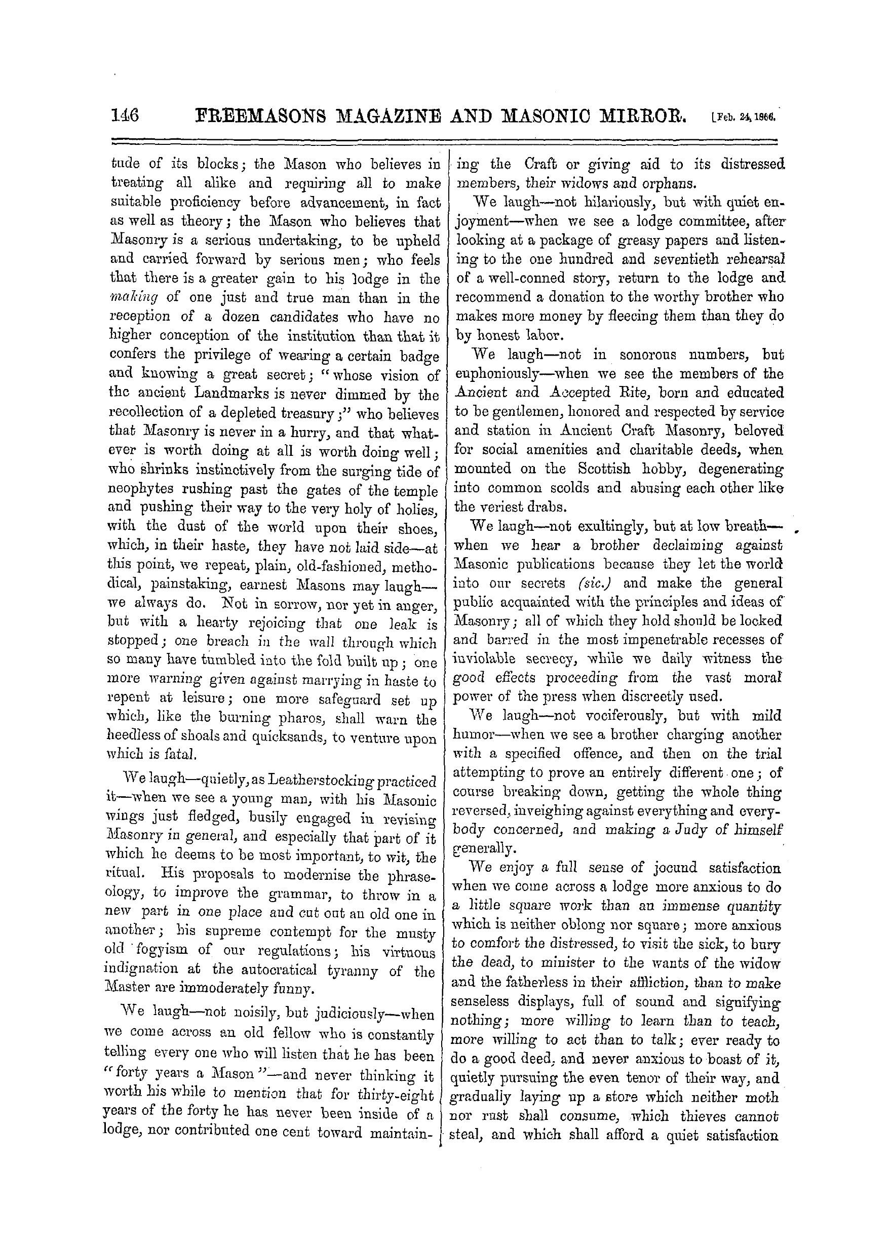 The Freemasons' Monthly Magazine: 1866-02-24: 6