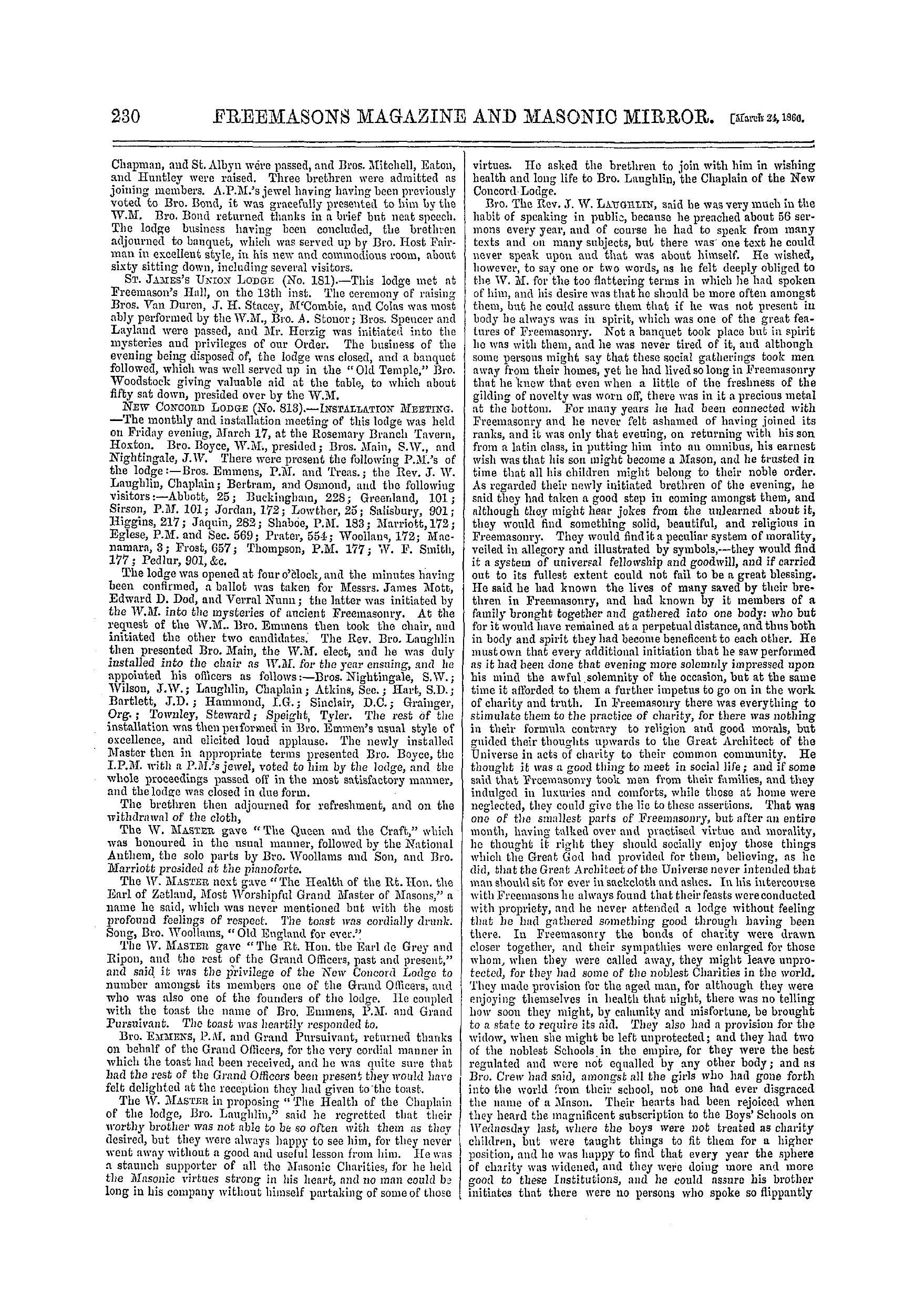 The Freemasons' Monthly Magazine: 1866-03-24 - Metropolitan.