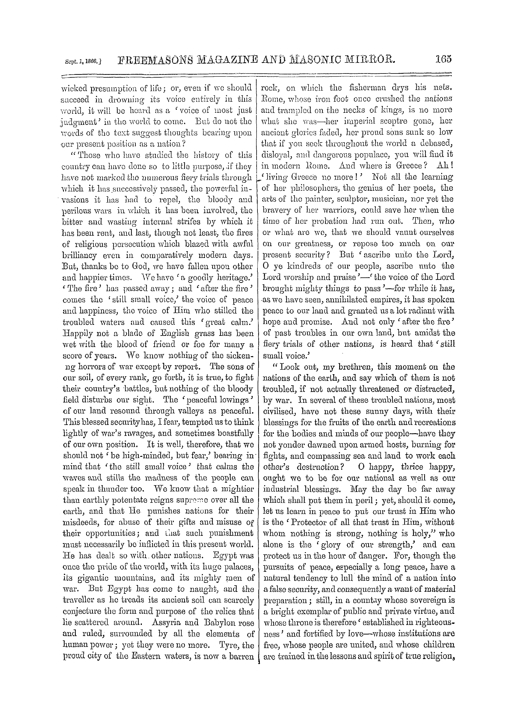 The Freemasons' Monthly Magazine: 1866-09-01 - Sermon Preached Before The Provincial Grand Lodge Of Berks And Bucks.