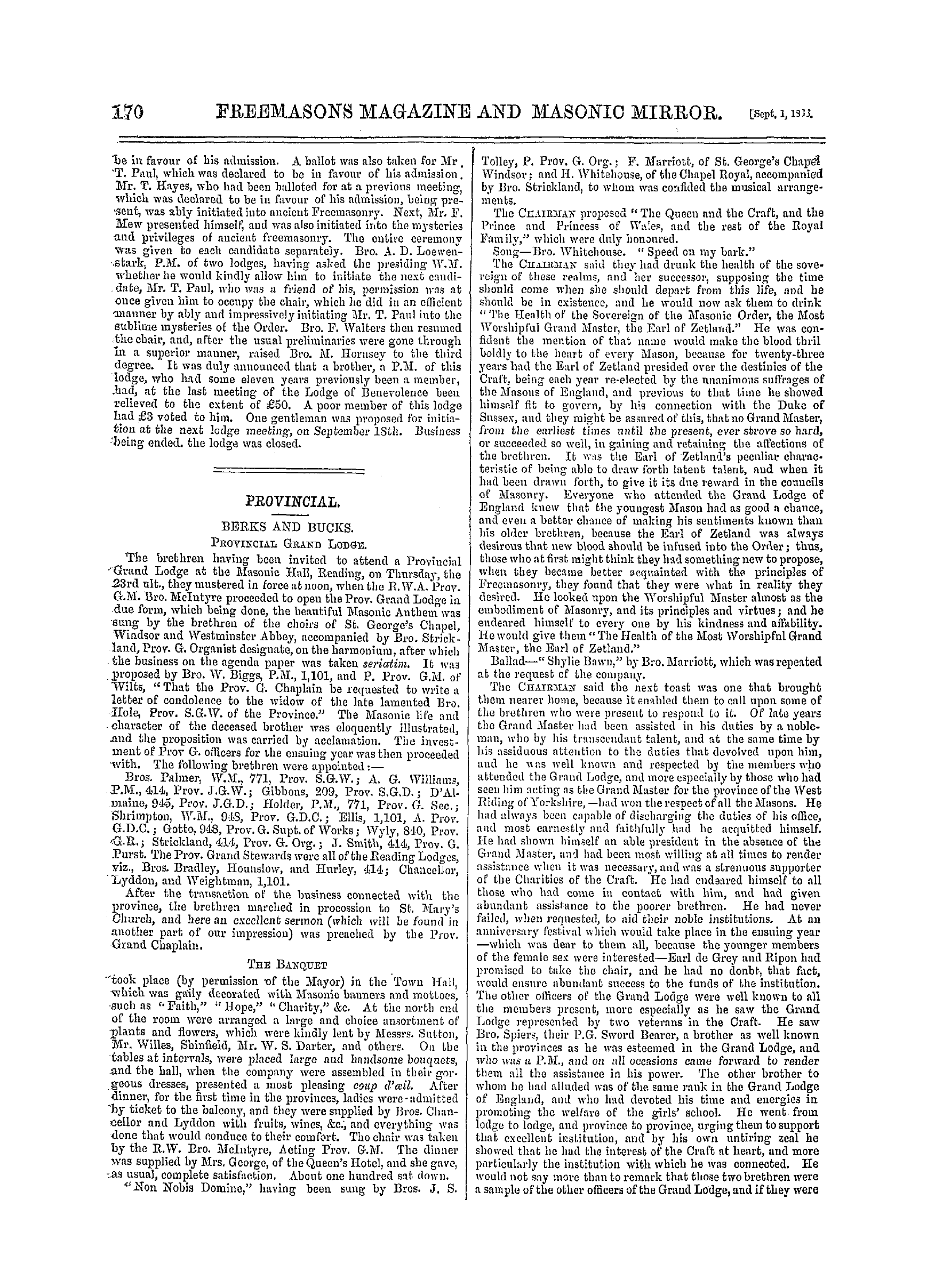 The Freemasons' Monthly Magazine: 1866-09-01 - Metropolitan.