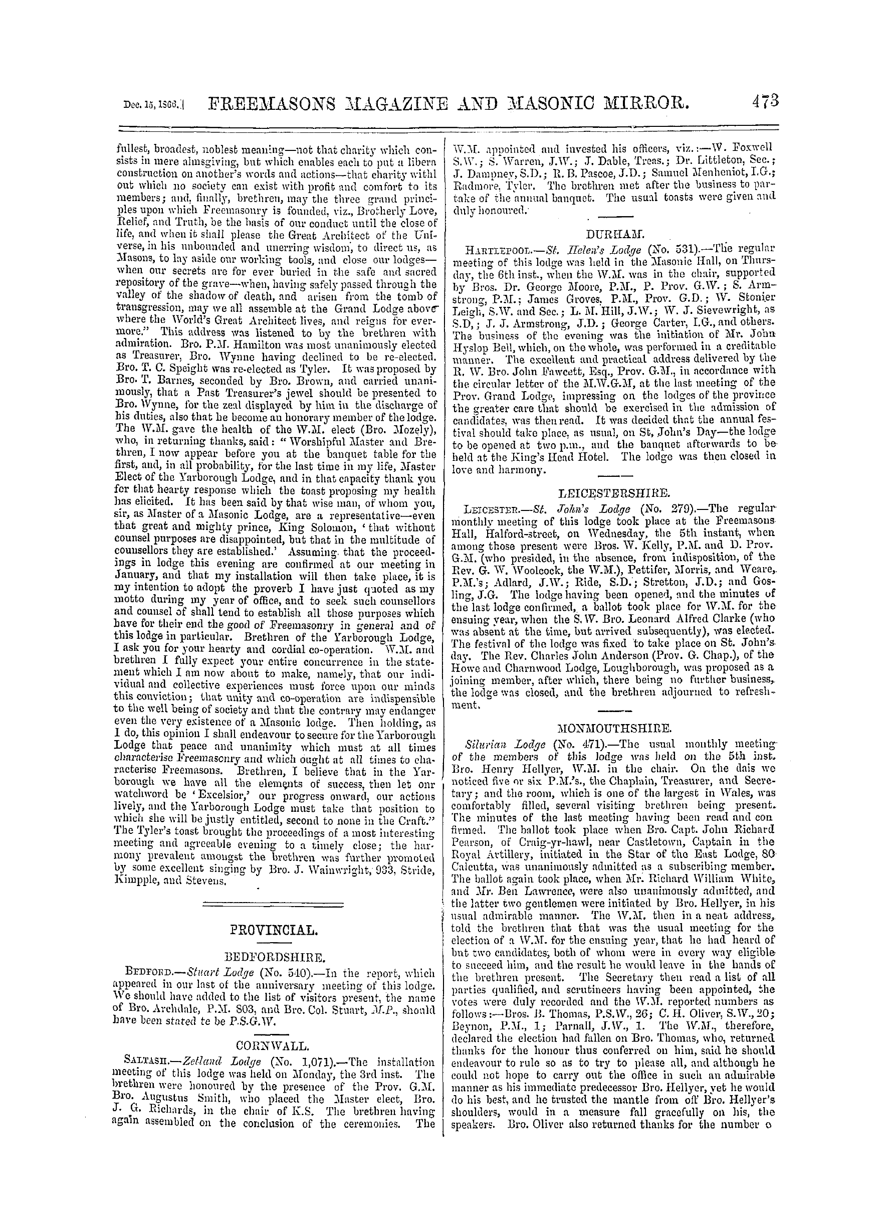 The Freemasons' Monthly Magazine: 1866-12-15: 13