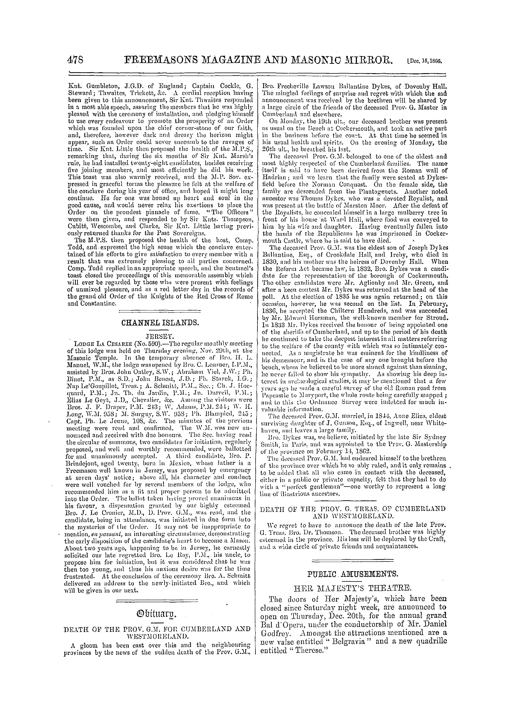The Freemasons' Monthly Magazine: 1866-12-15 - Red Cross Knights.