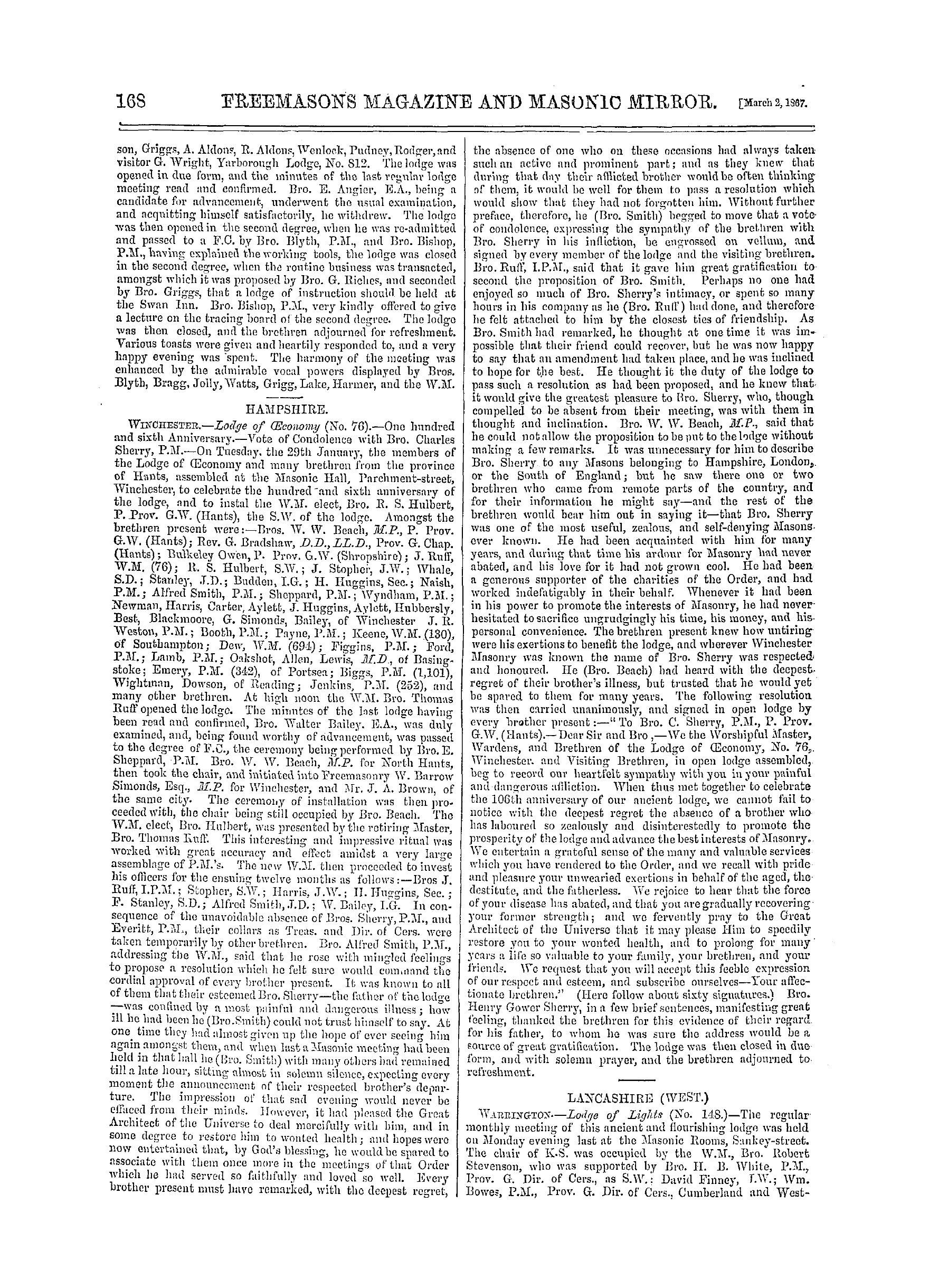 The Freemasons' Monthly Magazine: 1867-03-02: 8