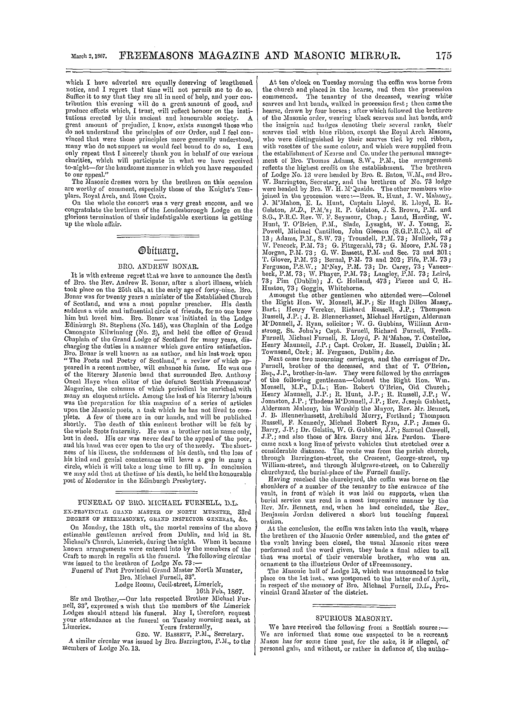 The Freemasons' Monthly Magazine: 1867-03-02: 15