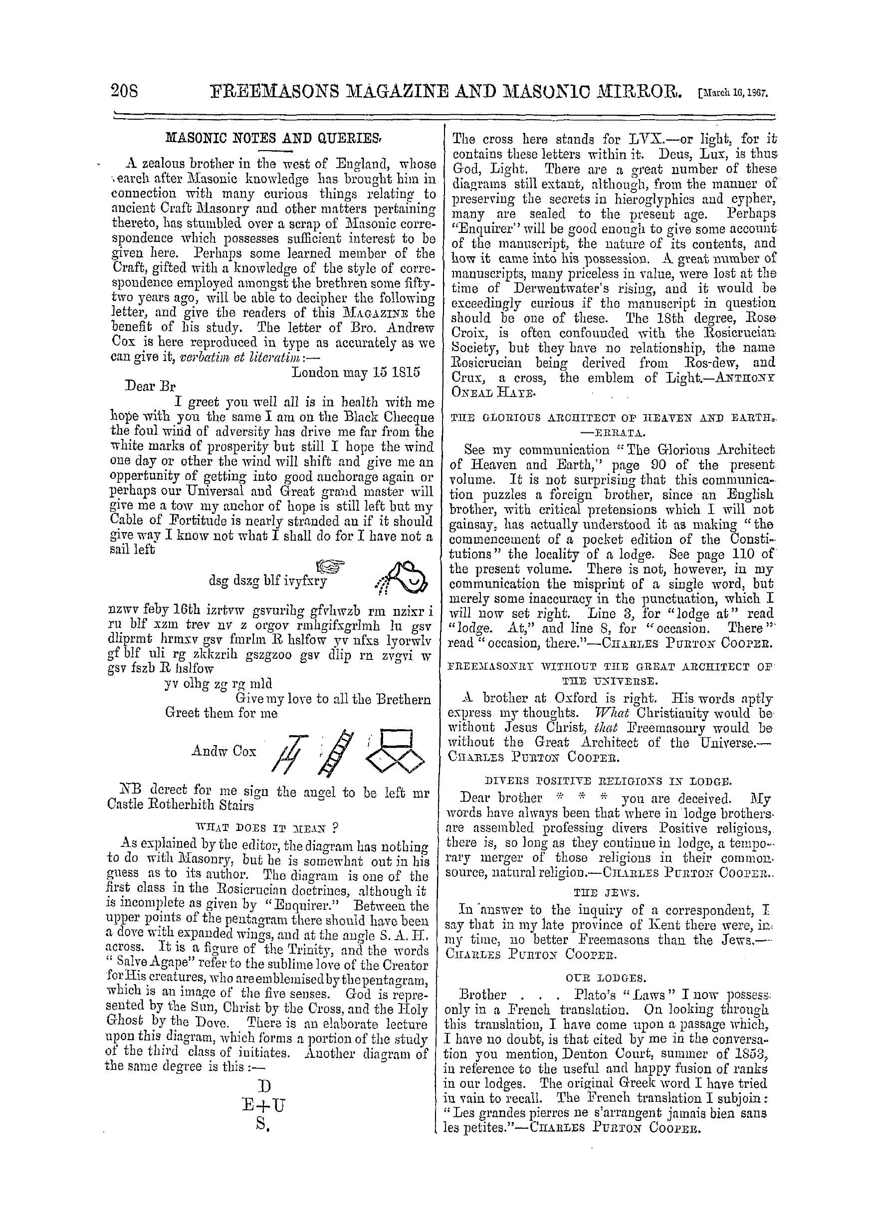 The Freemasons' Monthly Magazine: 1867-03-16: 8