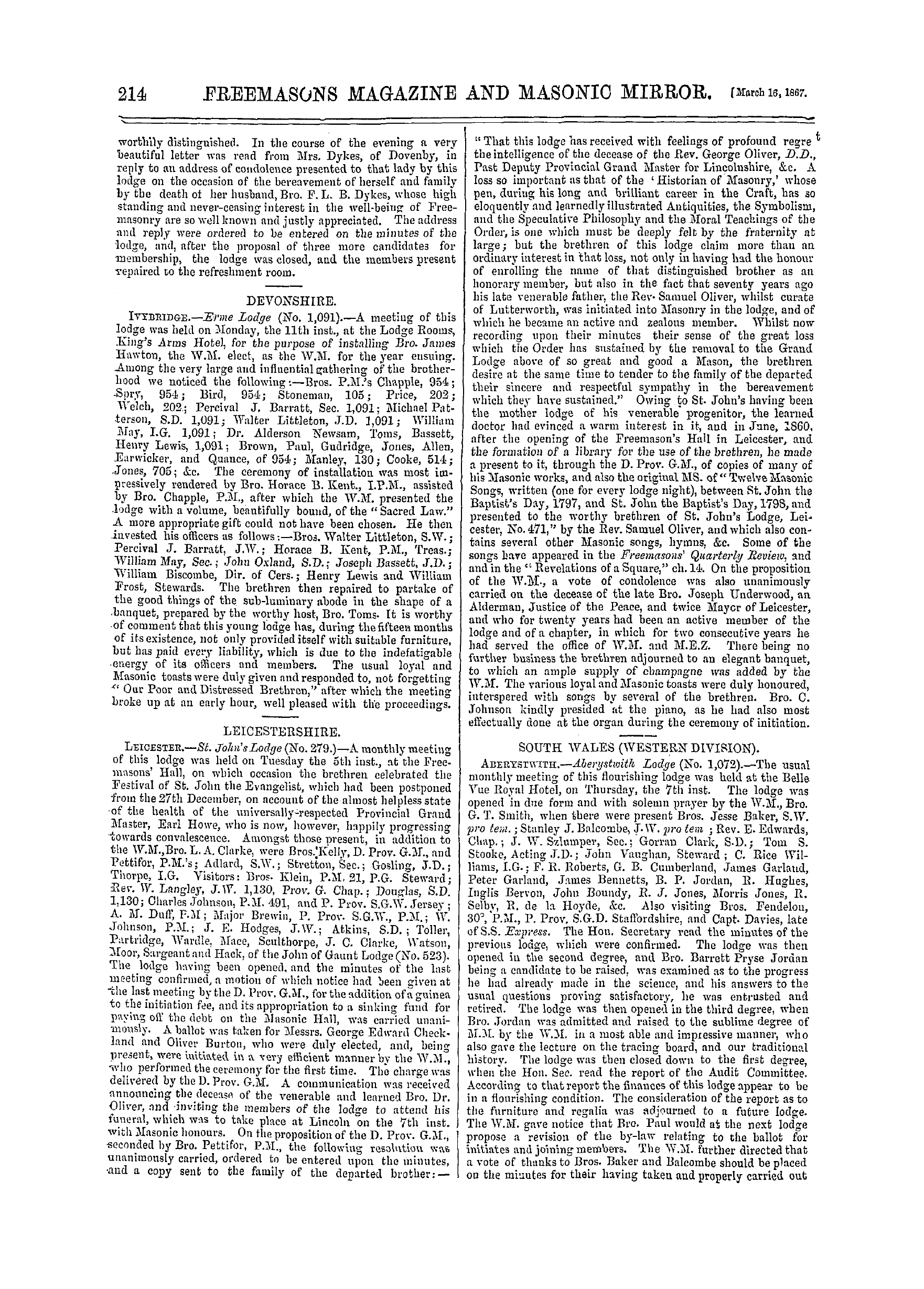 The Freemasons' Monthly Magazine: 1867-03-16: 14