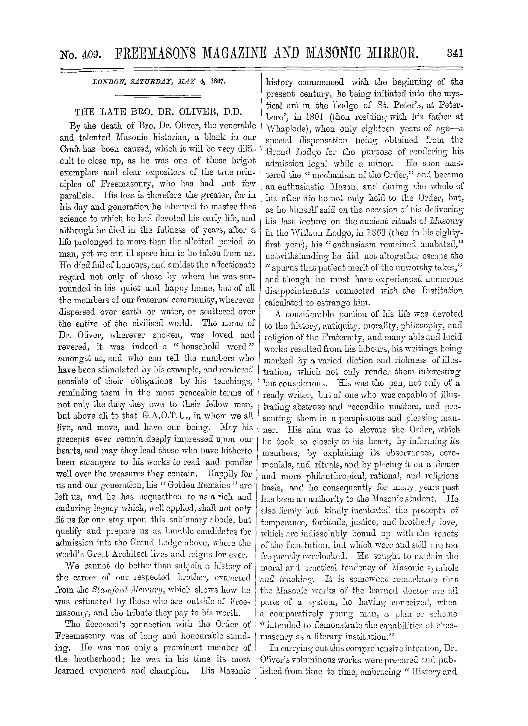 The Freemasons' Monthly Magazine: 1867-05-04: 1